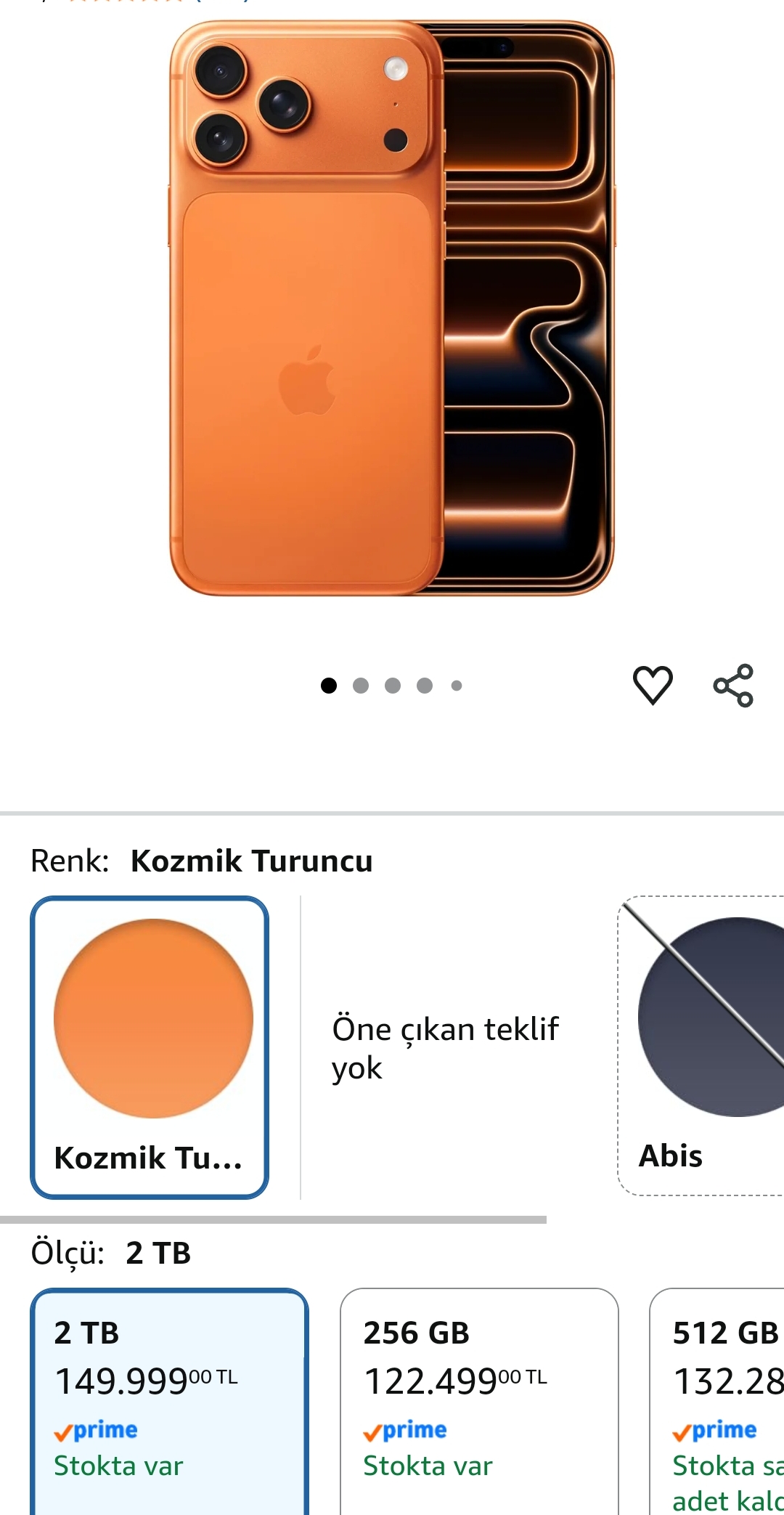 Apple iPhone 17 Pro Max 2 TB 149.999TL