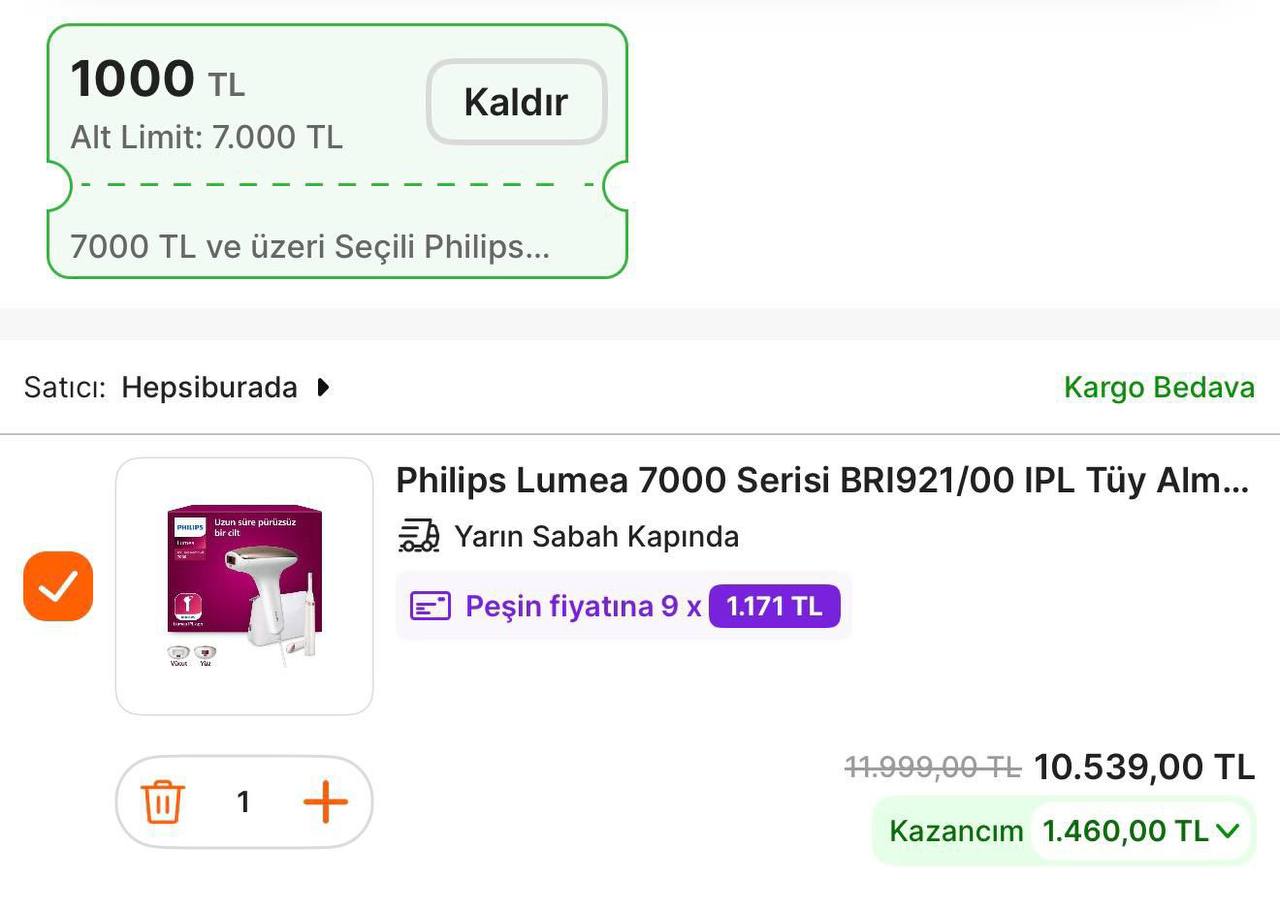 Phlıps lumea sepette 10.539 TL - Görsel 1