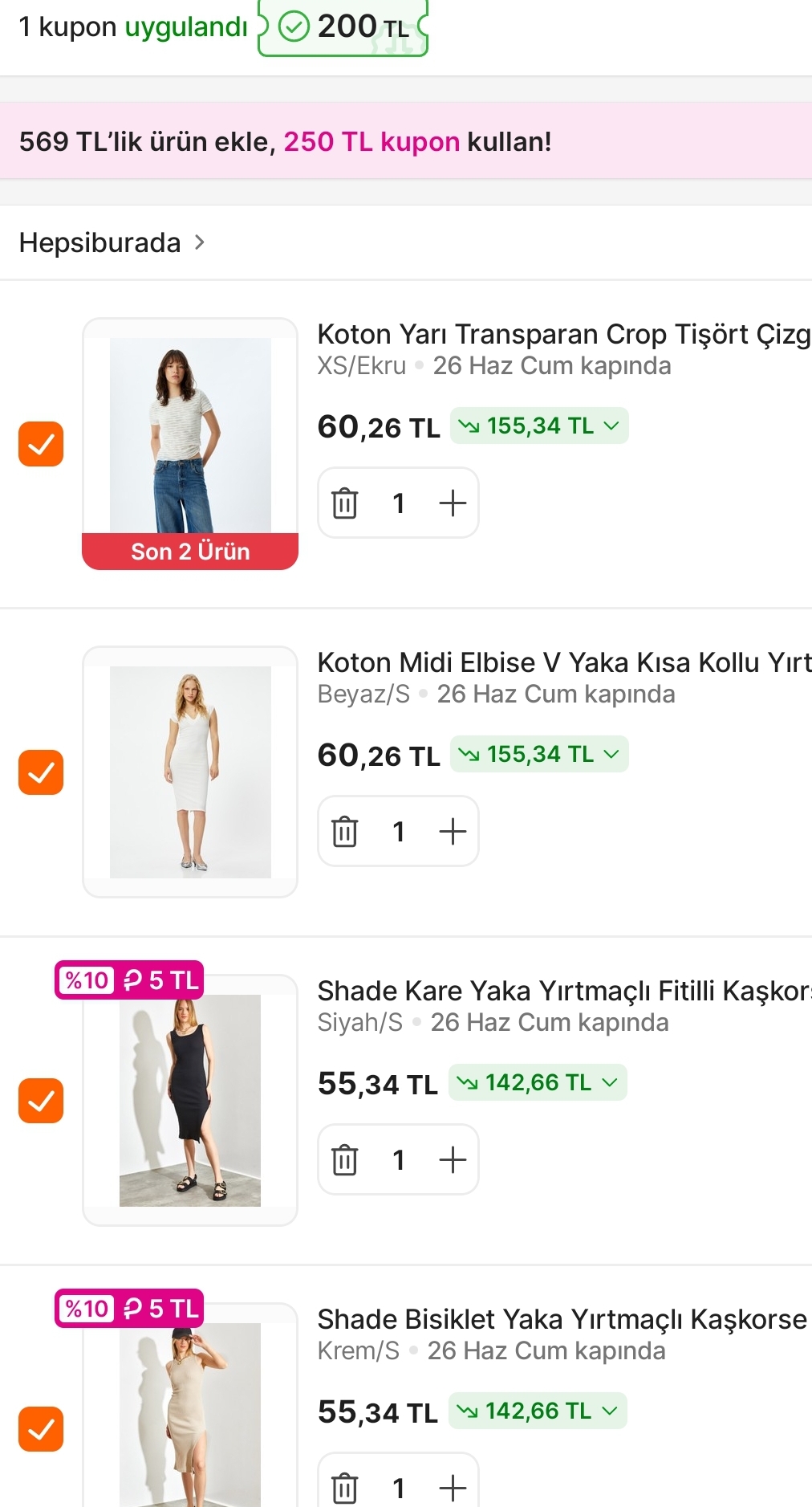 Giyim 2 al 1 öde + 200 TL kupon ile birçok ürün 50 TL 😱 - Görsel 1