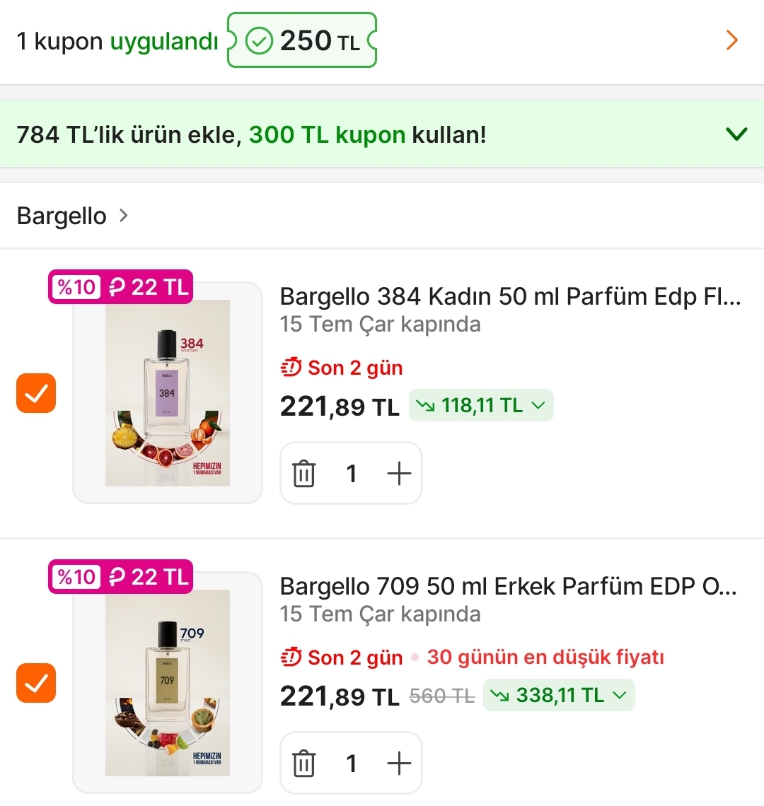 Bargello meşhur kokular 200 TL