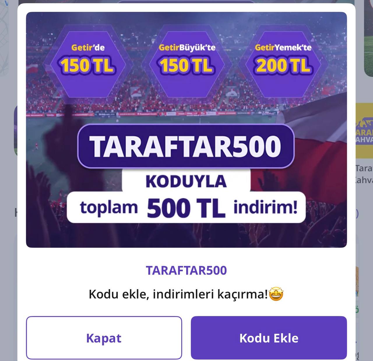 GetirMarket 750/150 TL indirim kodu geldi - Görsel 3