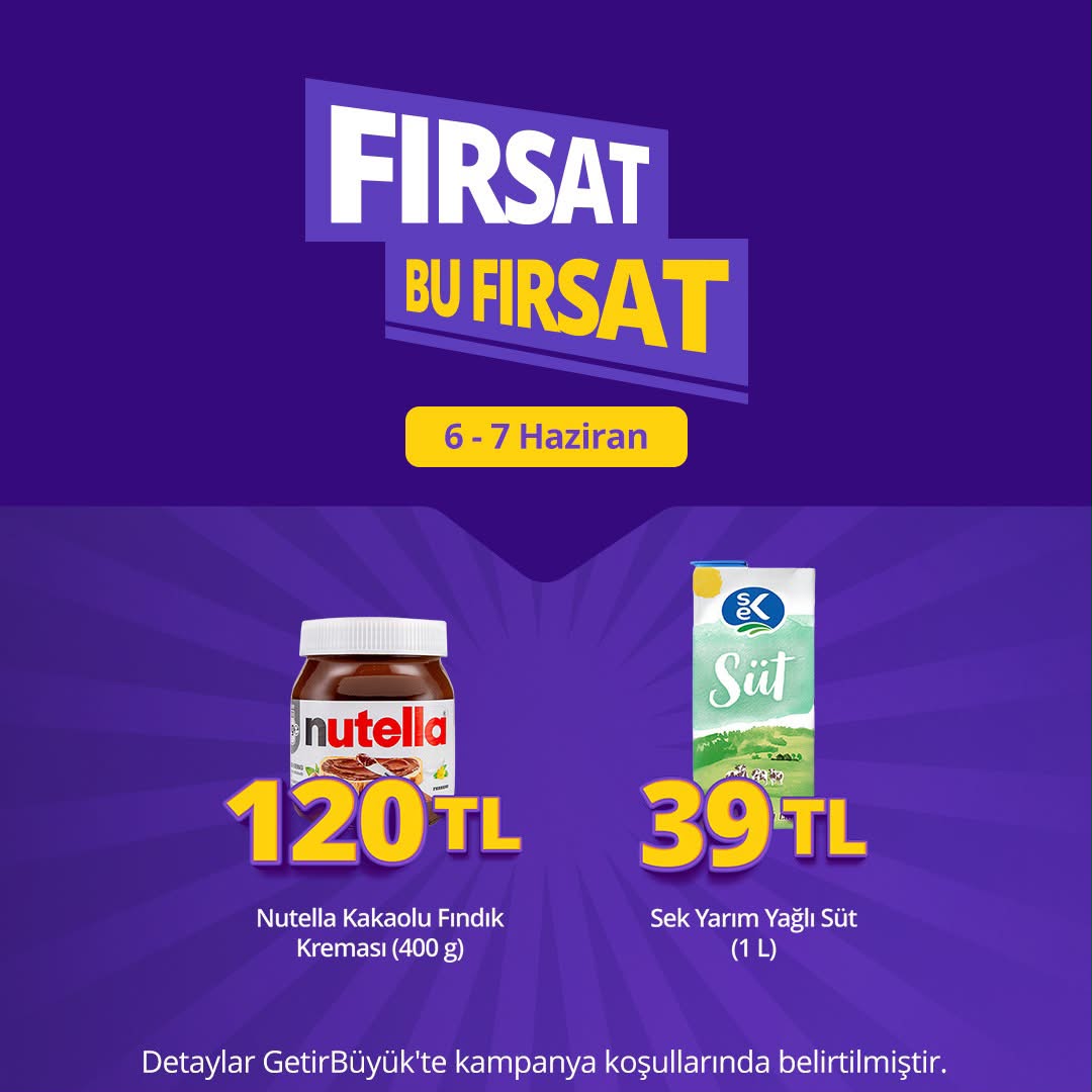 Nutella 120 TL, Sek Süt 39 TL - Görsel 1