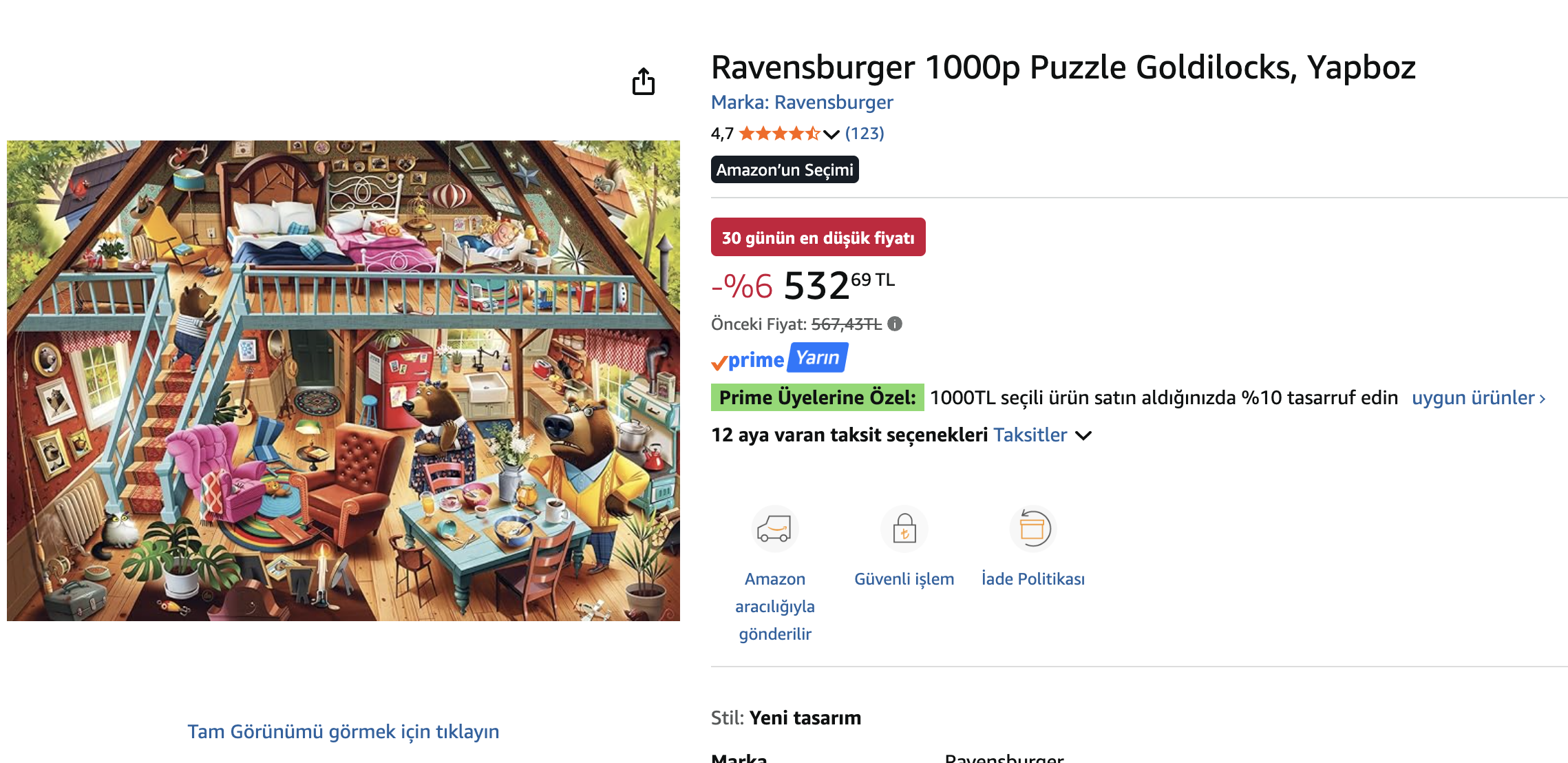 Ravensburger 1000p Puzzle Goldilocks - 532TL - Görsel 2
