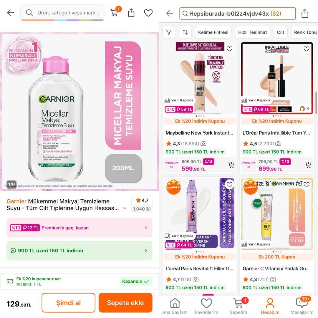 🔥Garnier Makyaj Temizleme Suyu 200ml
✅Ürün Altındaki %20 Kupon İle 103TL’ye Düşüyor - Piyasası 119TL+