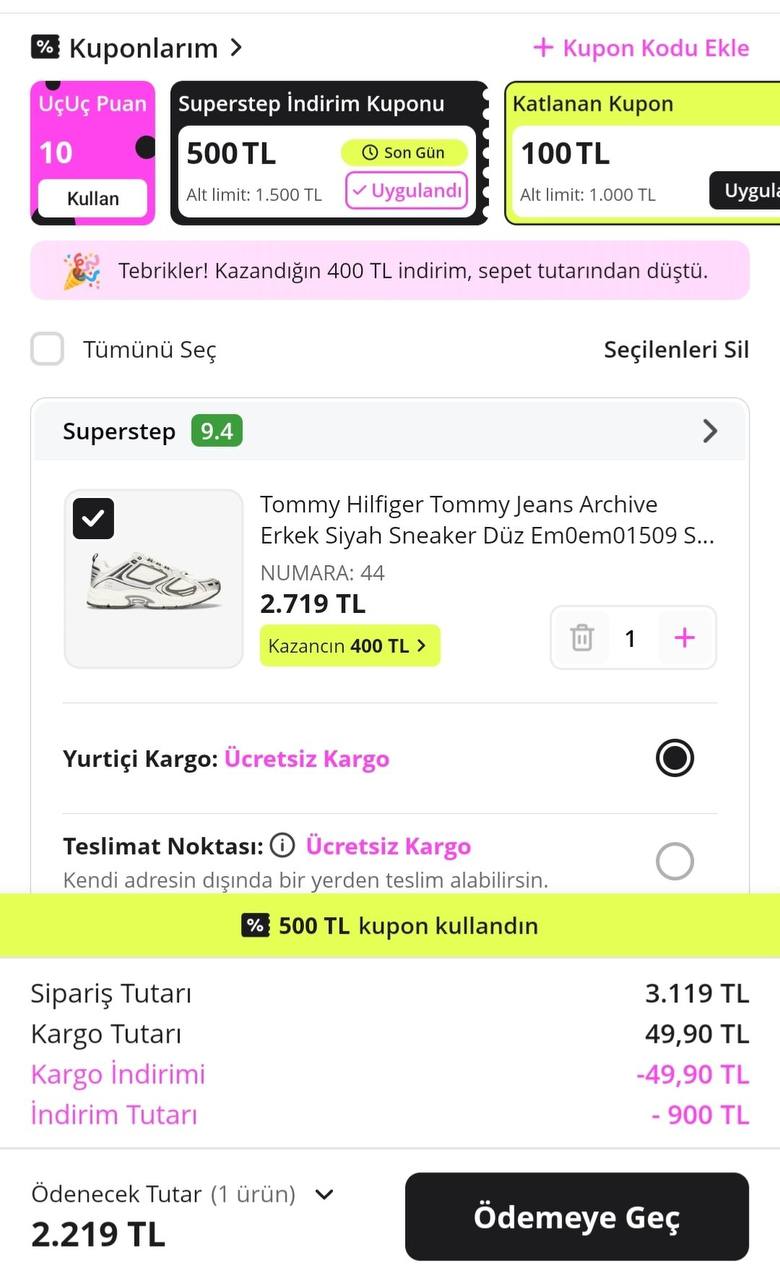 Superstep satıcılı ayakkabılarda SUPER500 Kodu 1500/500TL indirim sağlar - Görsel 1