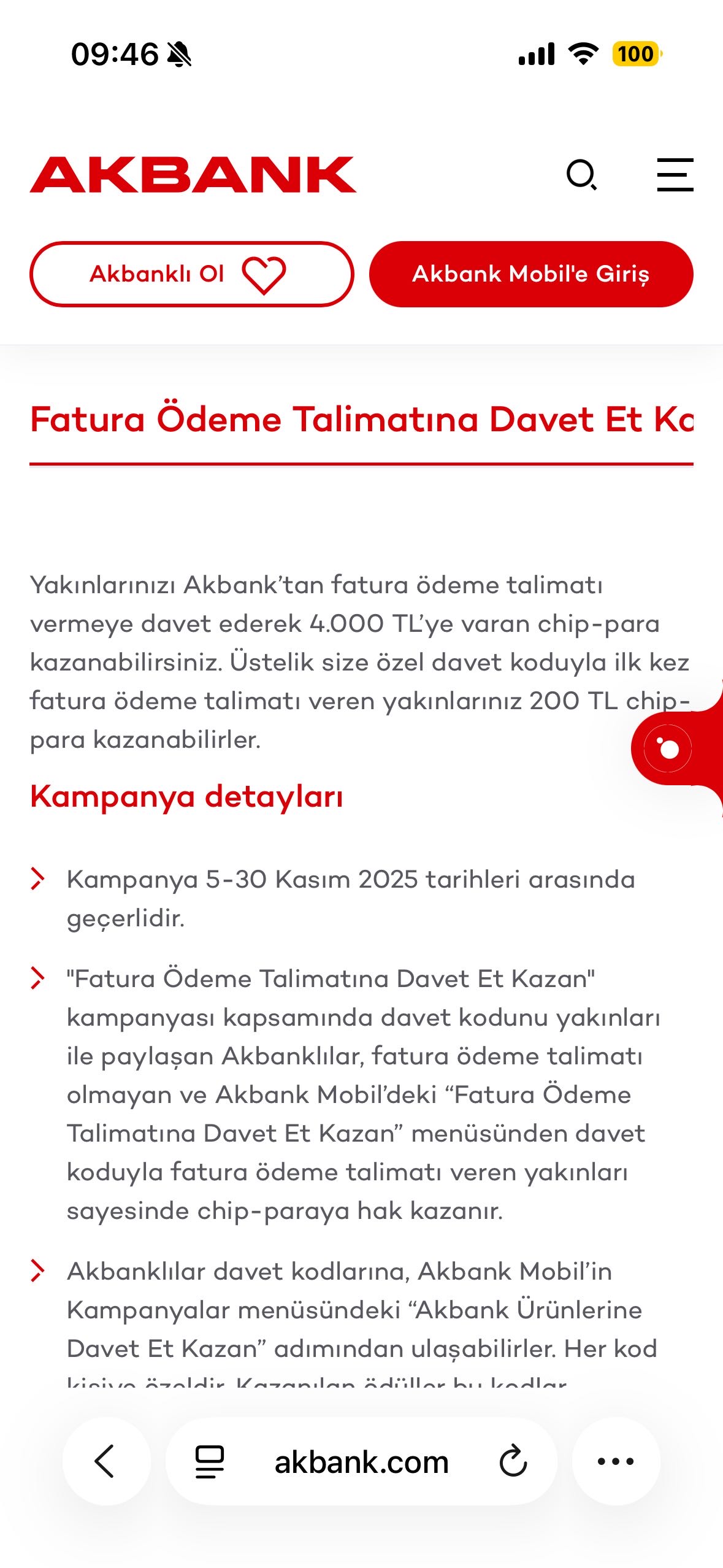 Akbank fatura talimatı 200 TL Chip-Para  - Görsel 1