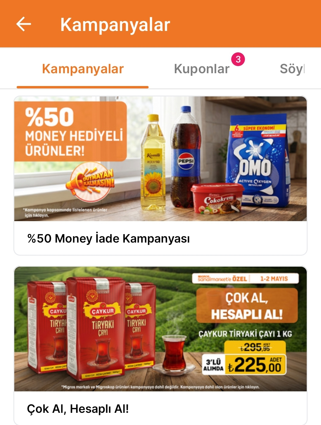 Migros 🎟 %50 MONEY HEDİYELİ ÜRÜNLER
Pepsi 2,5 Litre 40 TL'ye gelir + diğer kampanyalar - Görsel 2