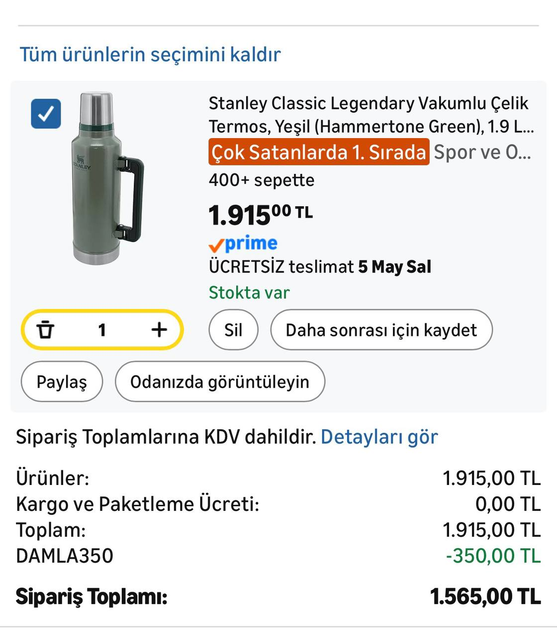 Amazon 800/350 Genel indirim kodu - Görsel 1