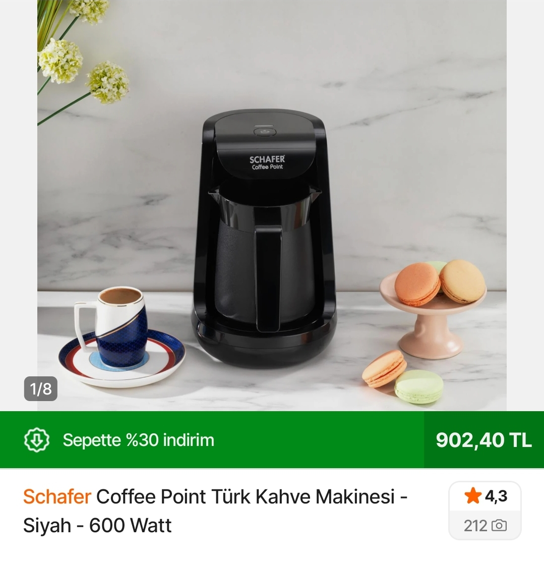 Schafer kahve makinesi 902 TL (Fiyat sepette düşüyor) - Görsel 1