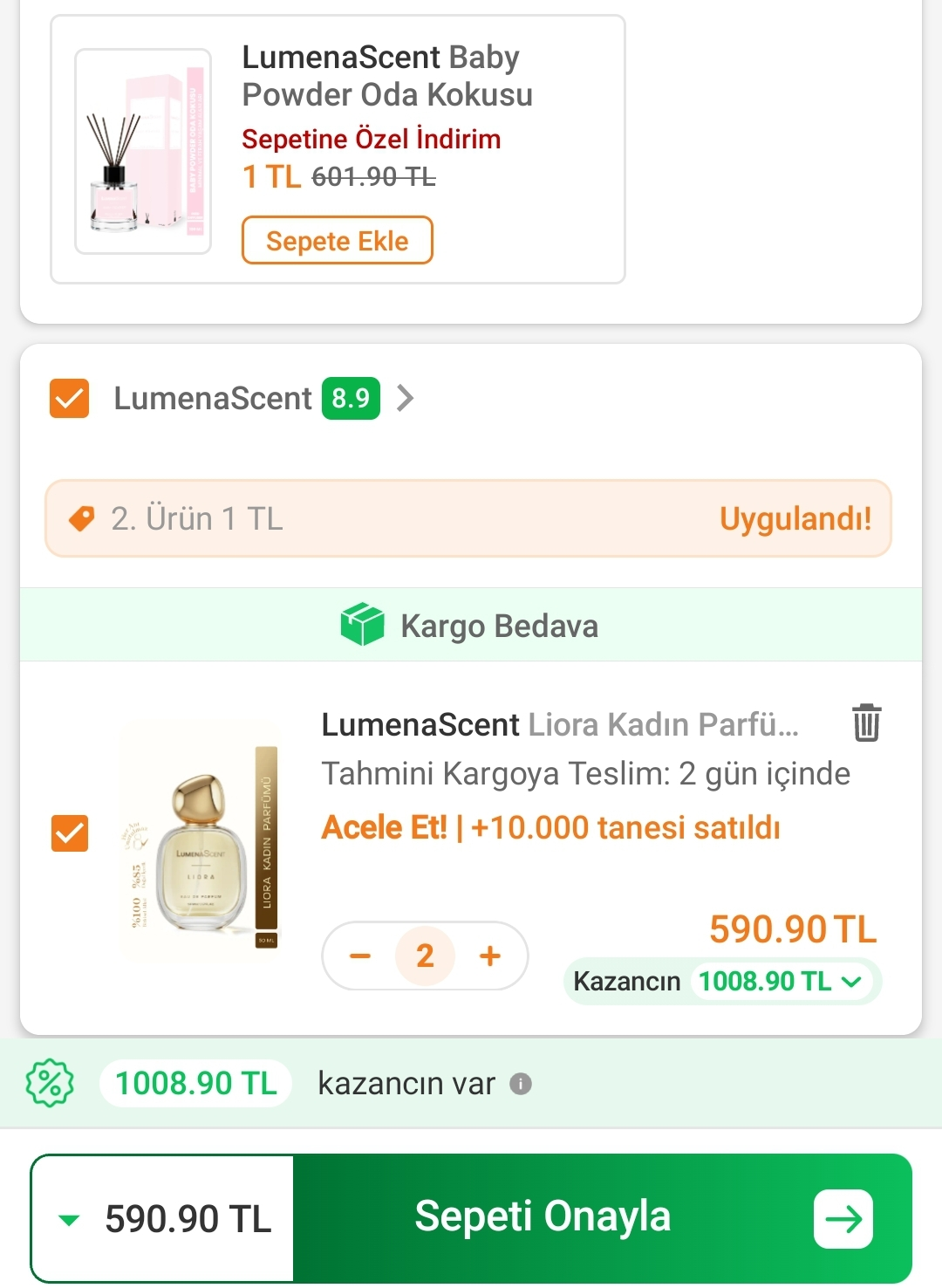 Lumena 3 adet parfüm 590 TL
Kod: HEMEN200 - Görsel 1