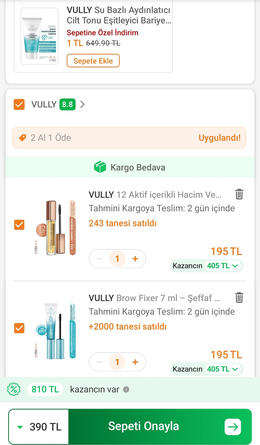 Vully 3 adet ürün 390 TL
Kod: VULLY200 - Görsel 1