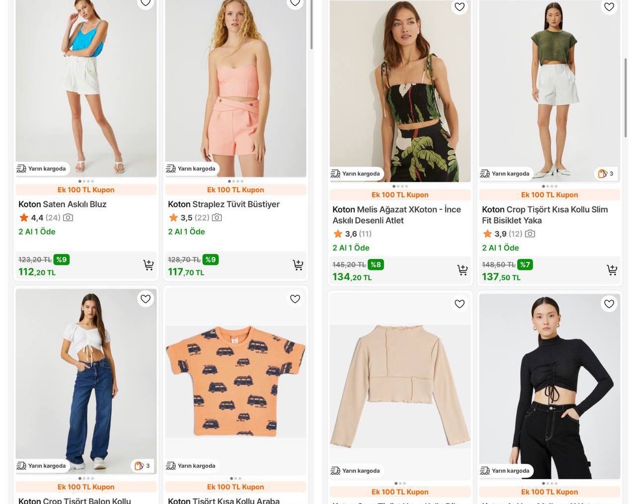 Hepsiburada Koton’da 2 al 1 öde + 200/100TL ve 300/100TL kupon var - Görsel 1
