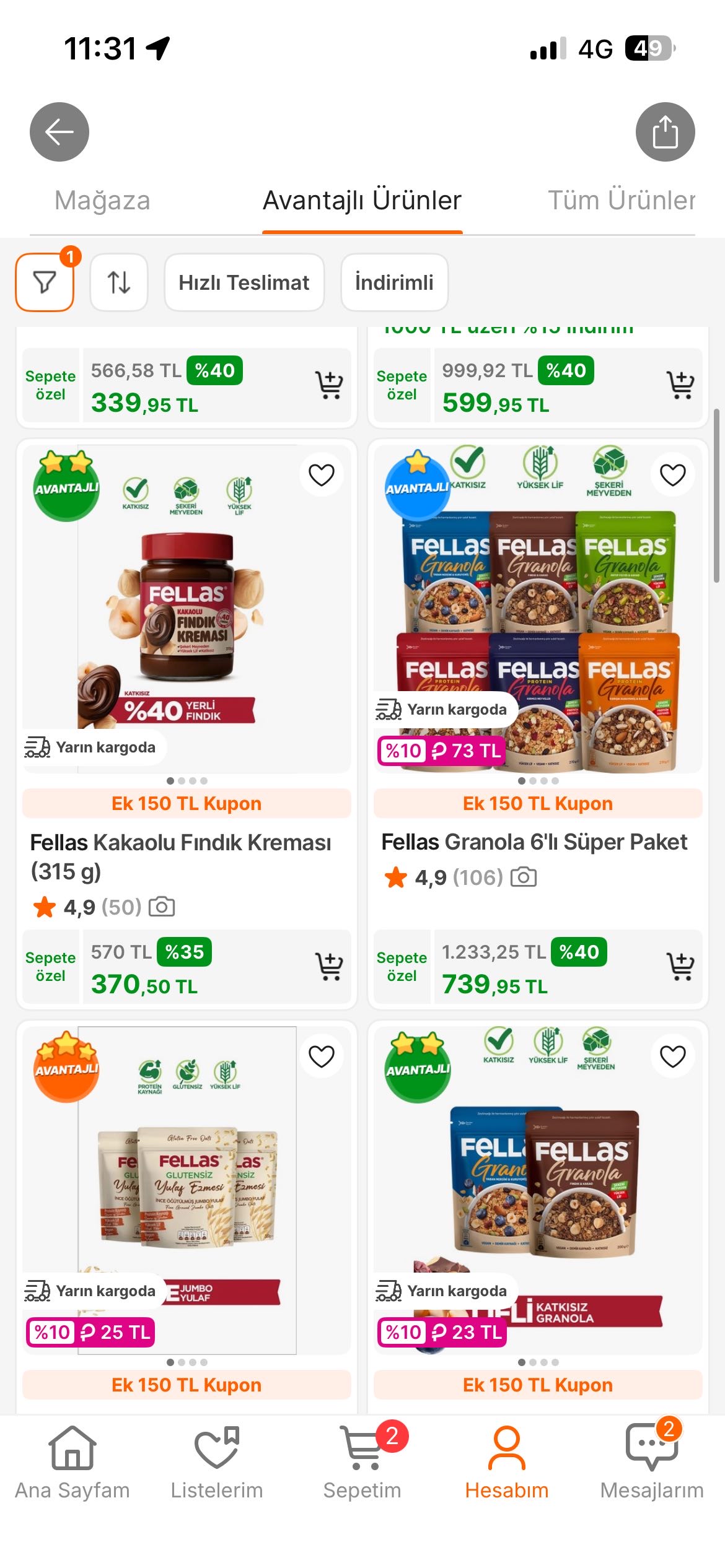 Fellasta %45 indirime ek 750/150 tl kupon forsatı koşş - Görsel 1