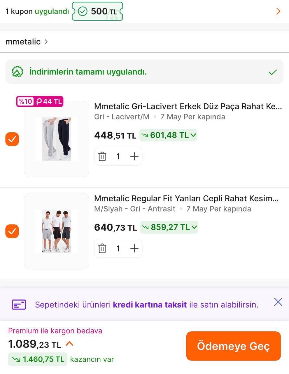 Mmetalic Ürünlerinde 1500TL ve Üzerine 500TL Kupon Aktif  ✅Eşofman Altları 224TL’ye Kapriler 213TL’ye Geliyor - Görsel 1