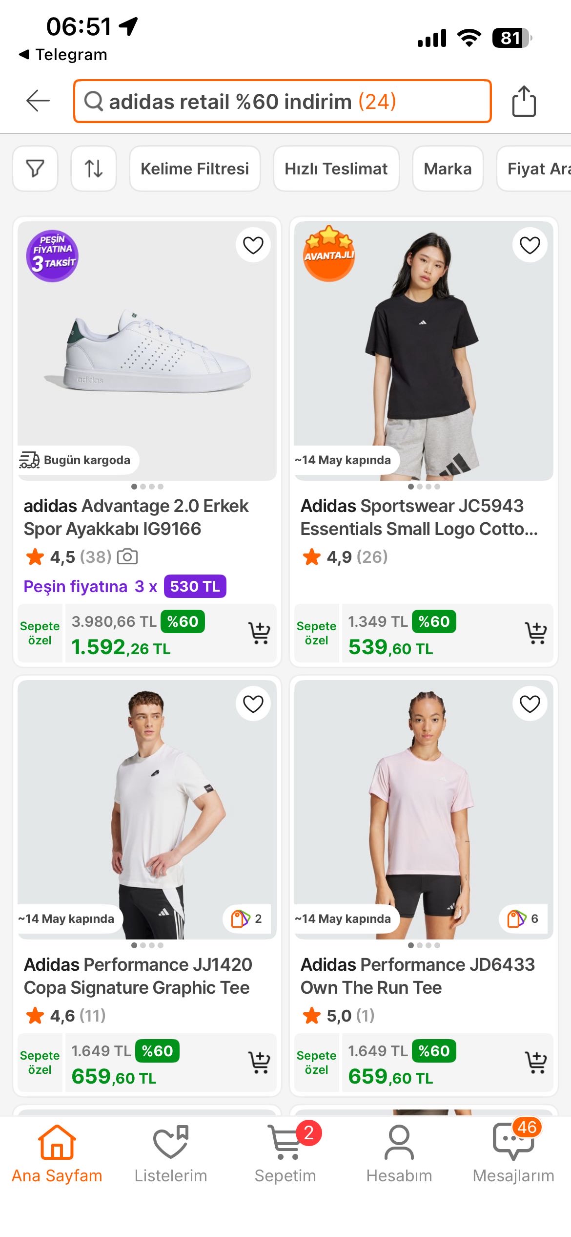 linkteki adidas ürünlerinde %60 indirim vaarr 🥳 - Görsel 1