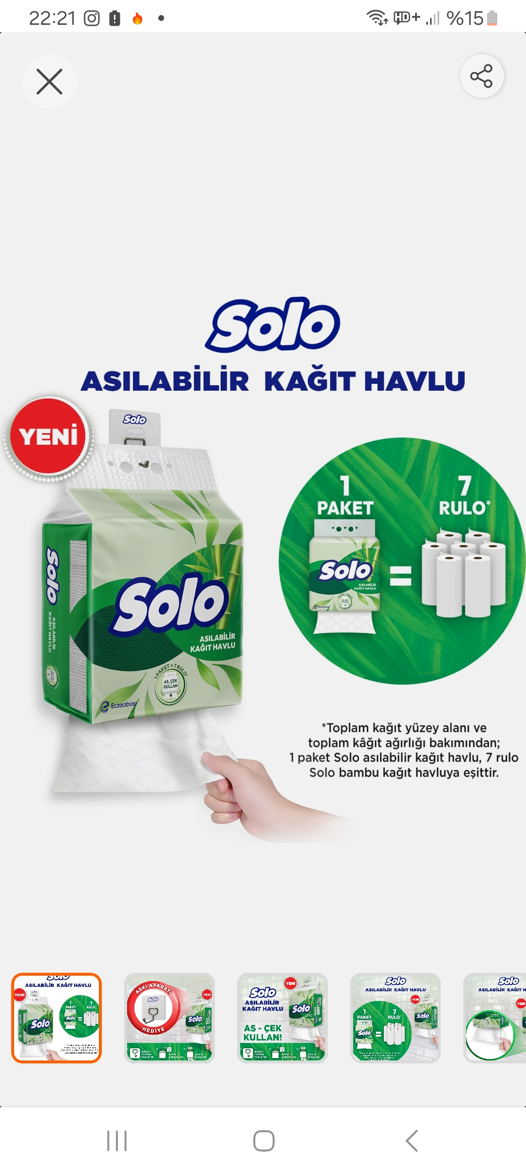 Solo Asılabilir Kağıt Havlu 1=7

 2 Adet Alımda Adedi 119₺ - Görsel 1