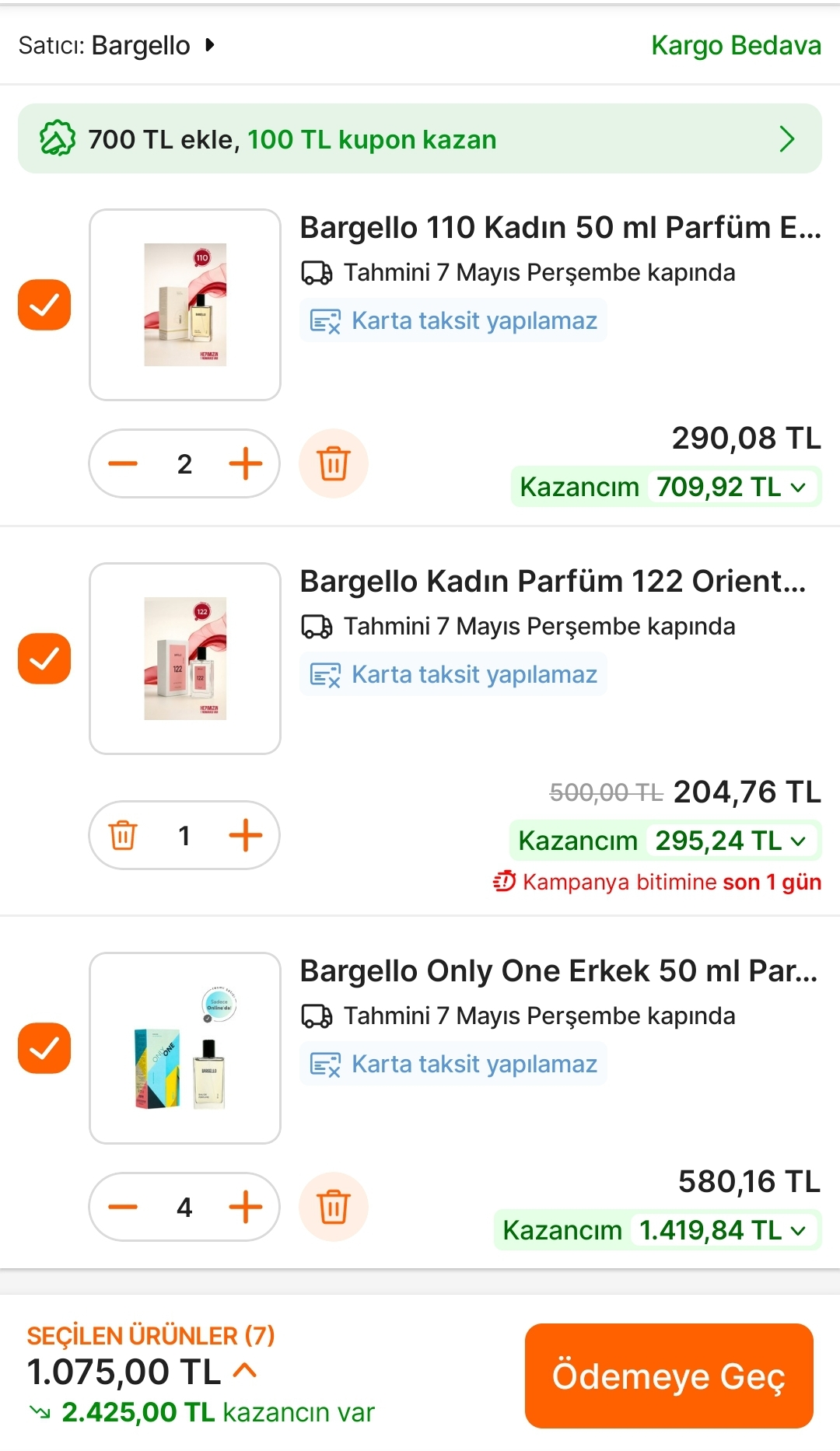 Bargello meşhur kokular 204 TL - 145 TL Stok vaktii - Görsel 1