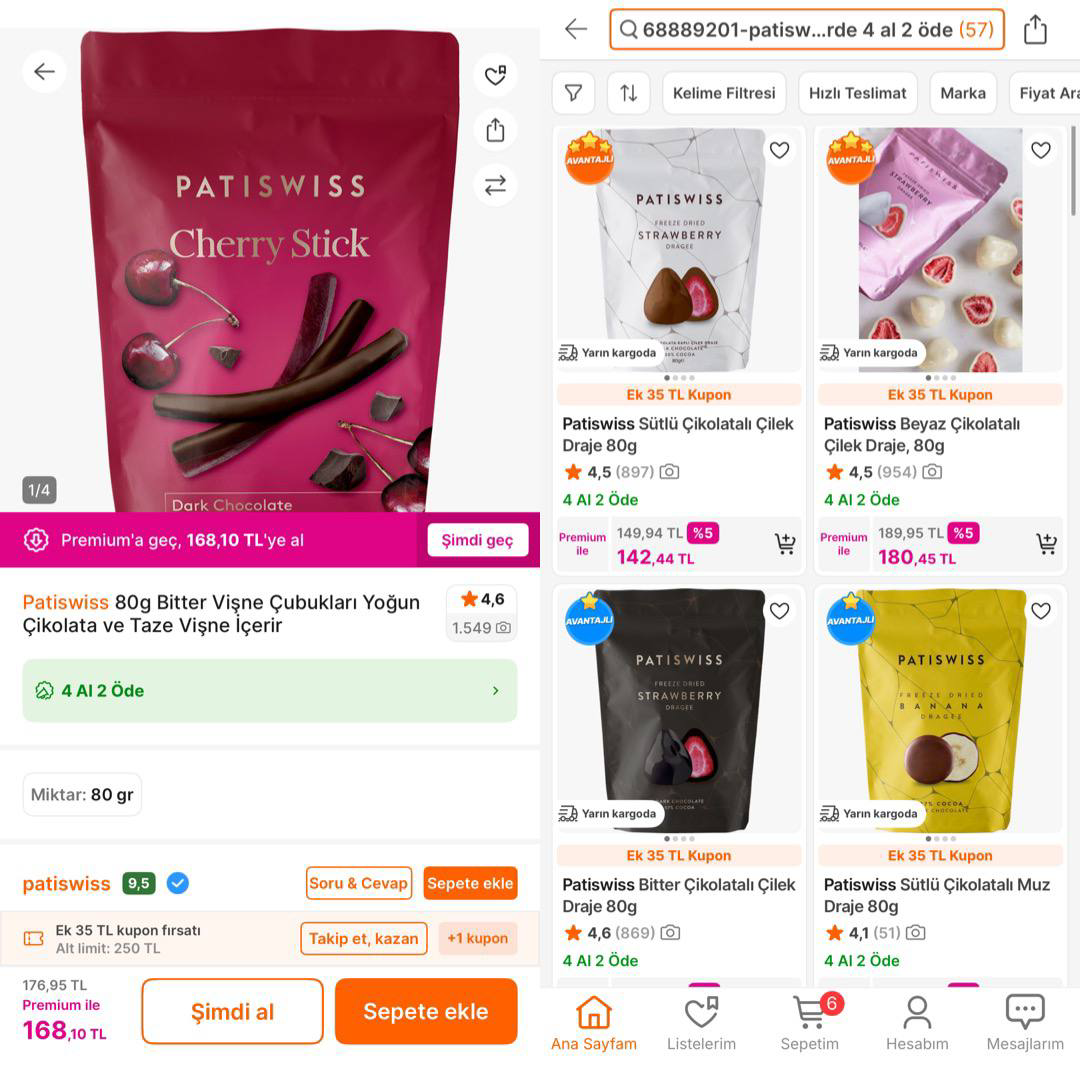 PATISWISS150 Kodu ile Patiswiss Ürünlerinde 750/150TL İndirim + 4 Al 2 Öde Aktif - Görsel 1