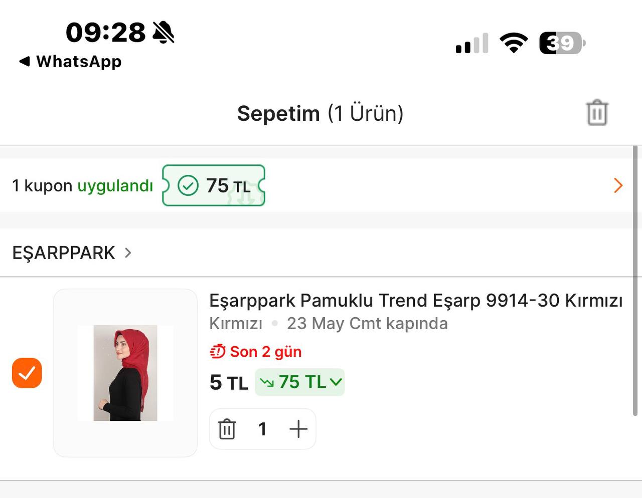 Alt limitsiz 75 TL kupon ile eşarplar 5 TL - Görsel 1