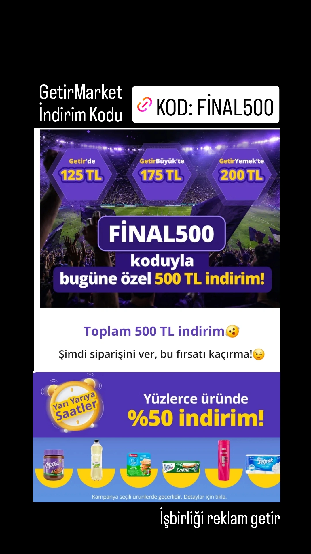 GetirMarket indirim kodu geldii