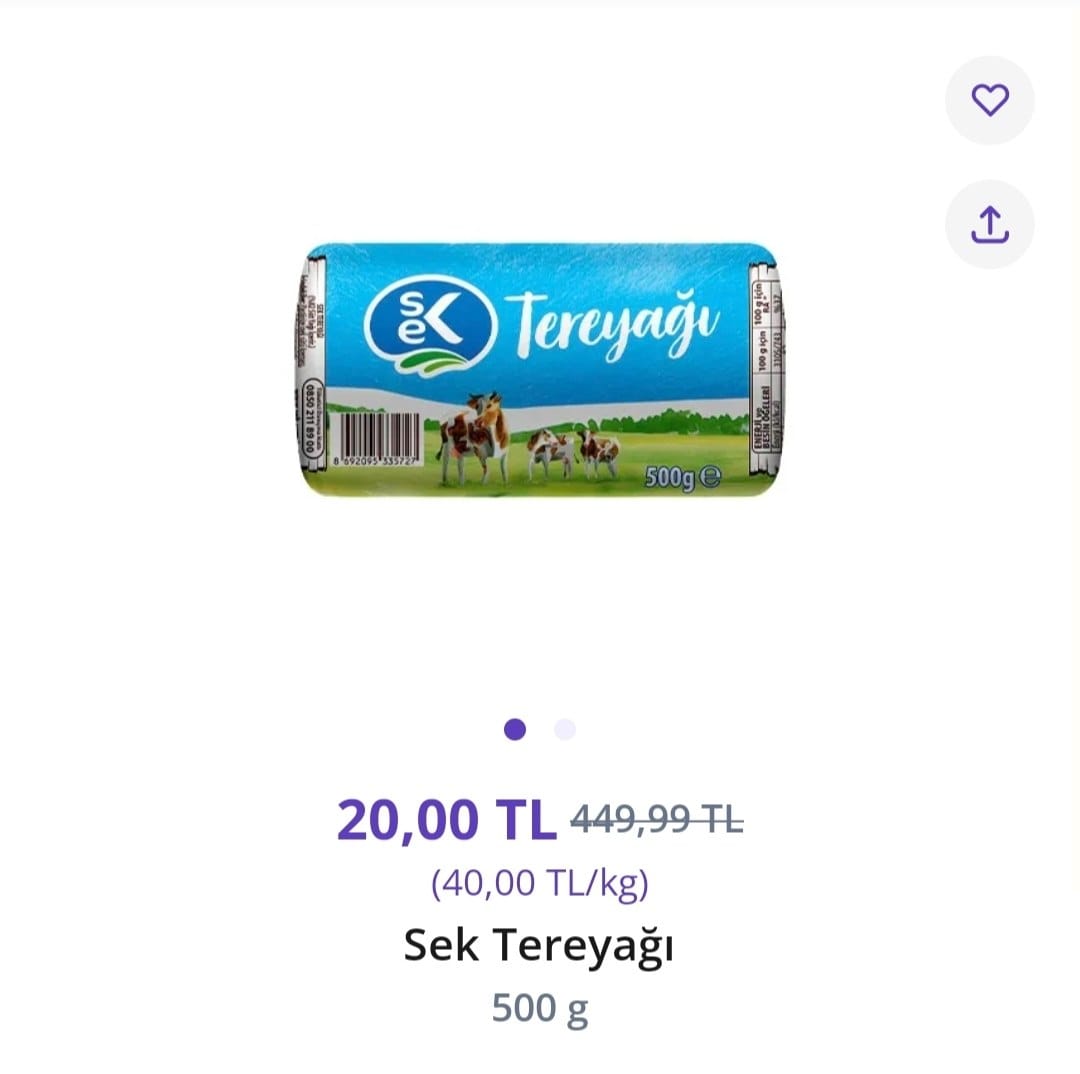 Koşş sek marka tereyağ 20 TL (Bölgesel)