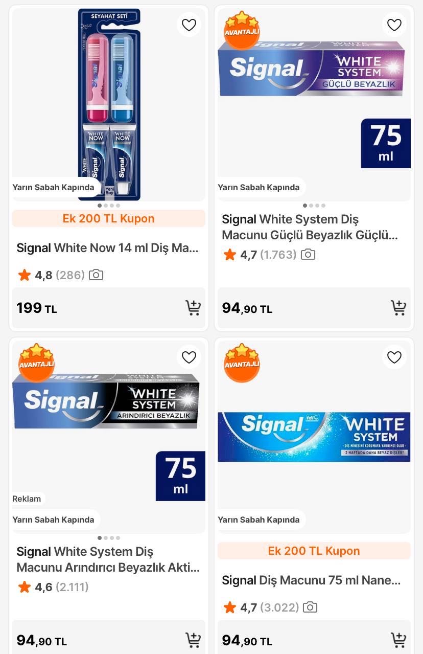 🔥Signal White System Diş Macunu Güçlü Beyazlık 75Ml
✅94TL’den Stokta