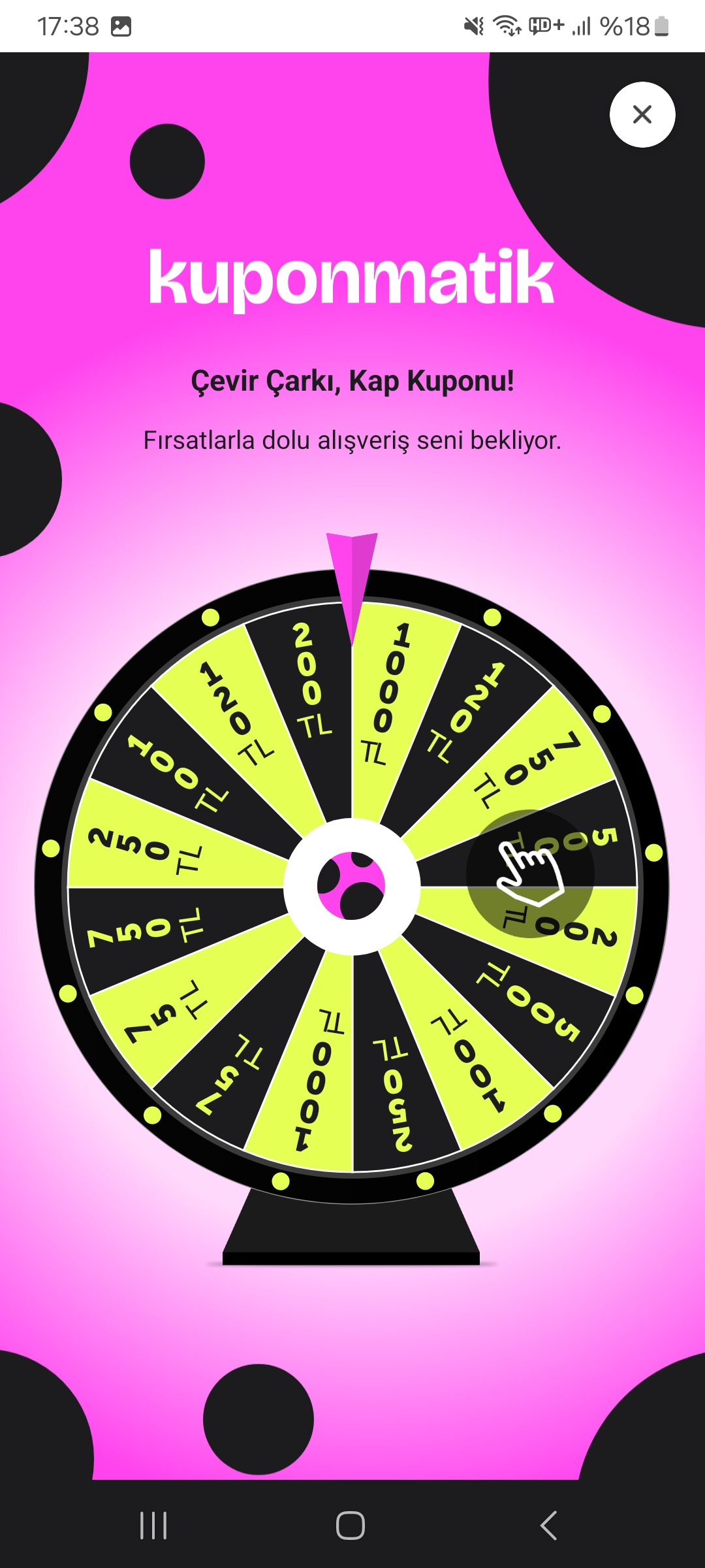 N11 kuponmatik çarkı aktif
Bana 1.000/200 TL verdi - Görsel 1