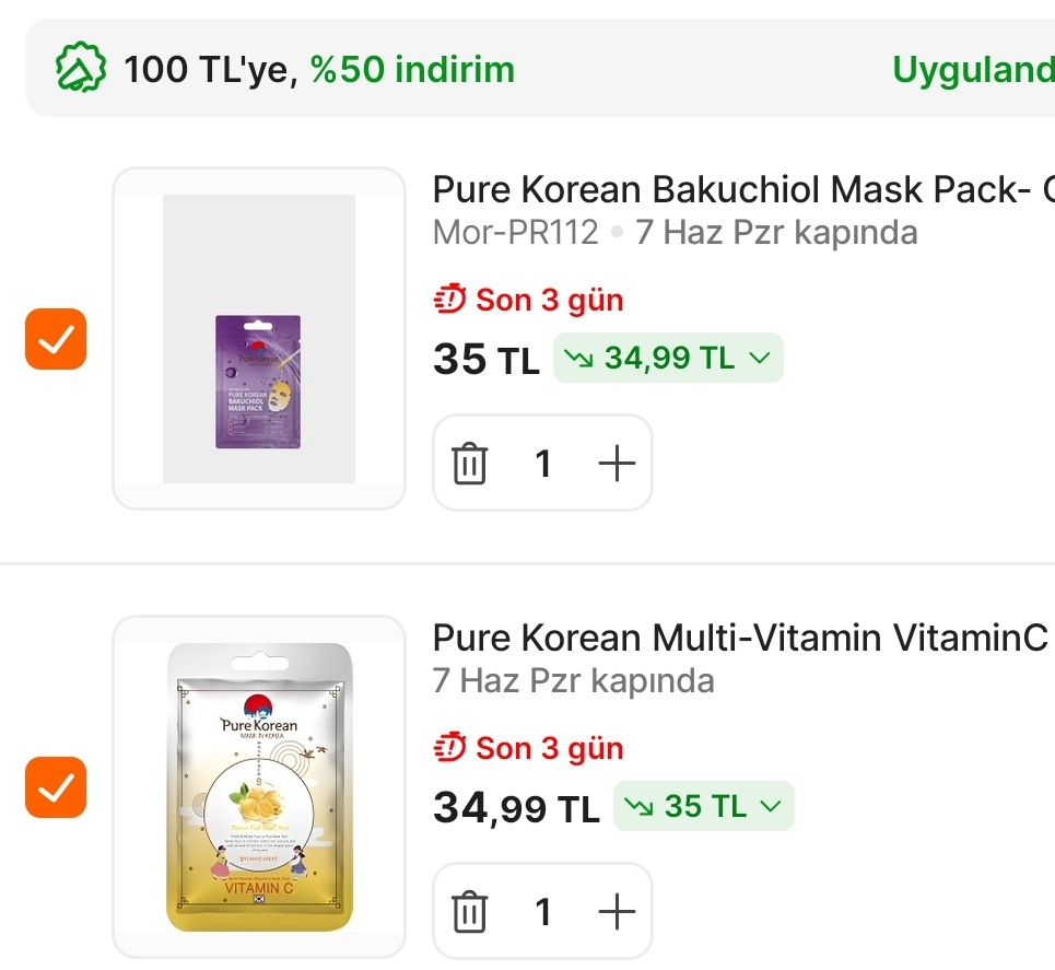 Kore cilt bakım maskeleri 35 TL - Görsel 1
