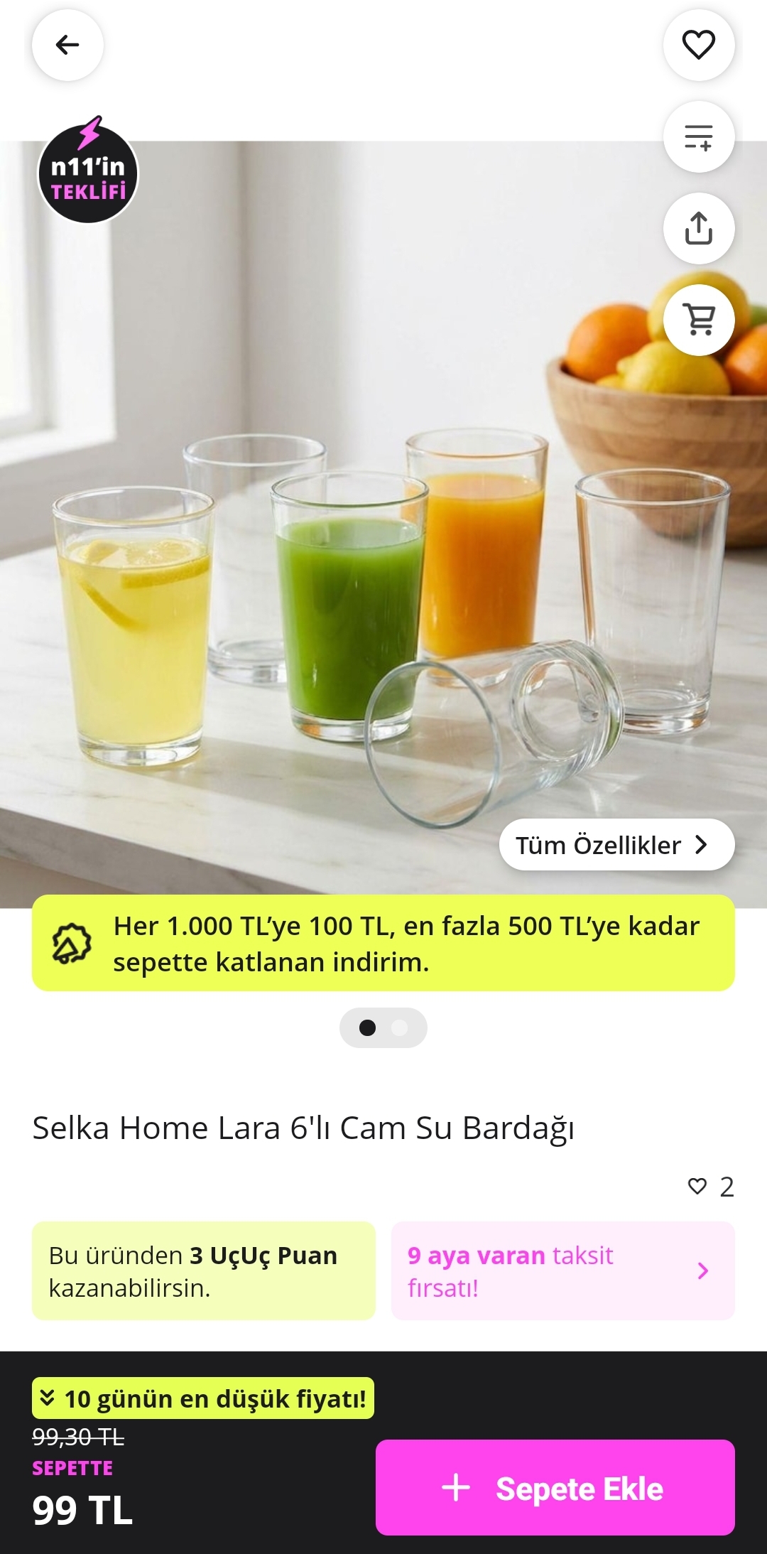6'lı Cam Su Bardağı 99 TL - Görsel 1
