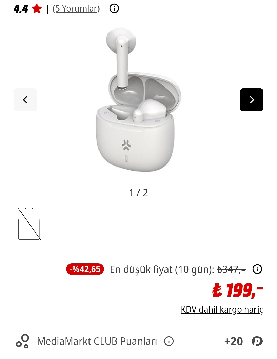 MediaMarkt Kablosuz kulaklık 199 TL - Görsel 1