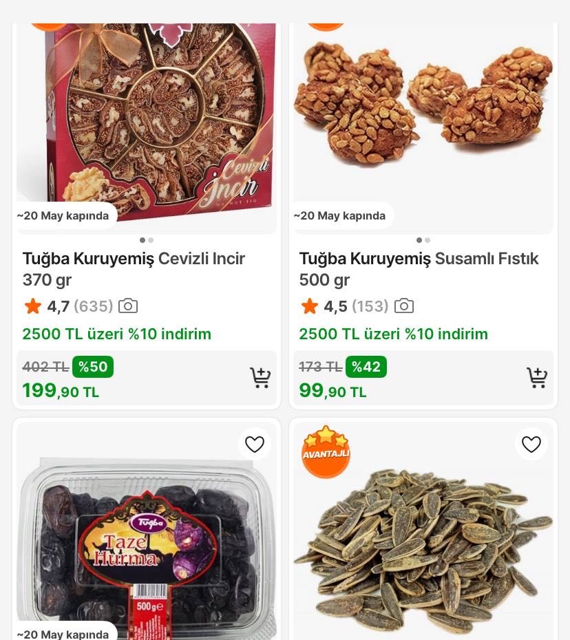 Kooşş Tuğba Kuruyemiş Tuzlu İç Fıstık 500Gr

✅129TL’ye Düştü 
▪️Tuğba Kuruyemiş Siyah Ayçekirdeği 500Gr Tuzlu 89TL - Görsel 1