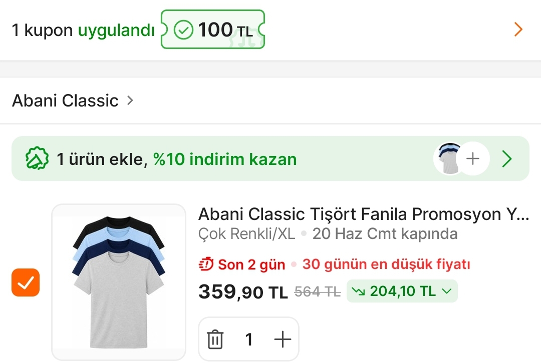 Hepsiburada 300/100 Giyim indirim kodu (Tshirtler 90 TL) - Görsel 1