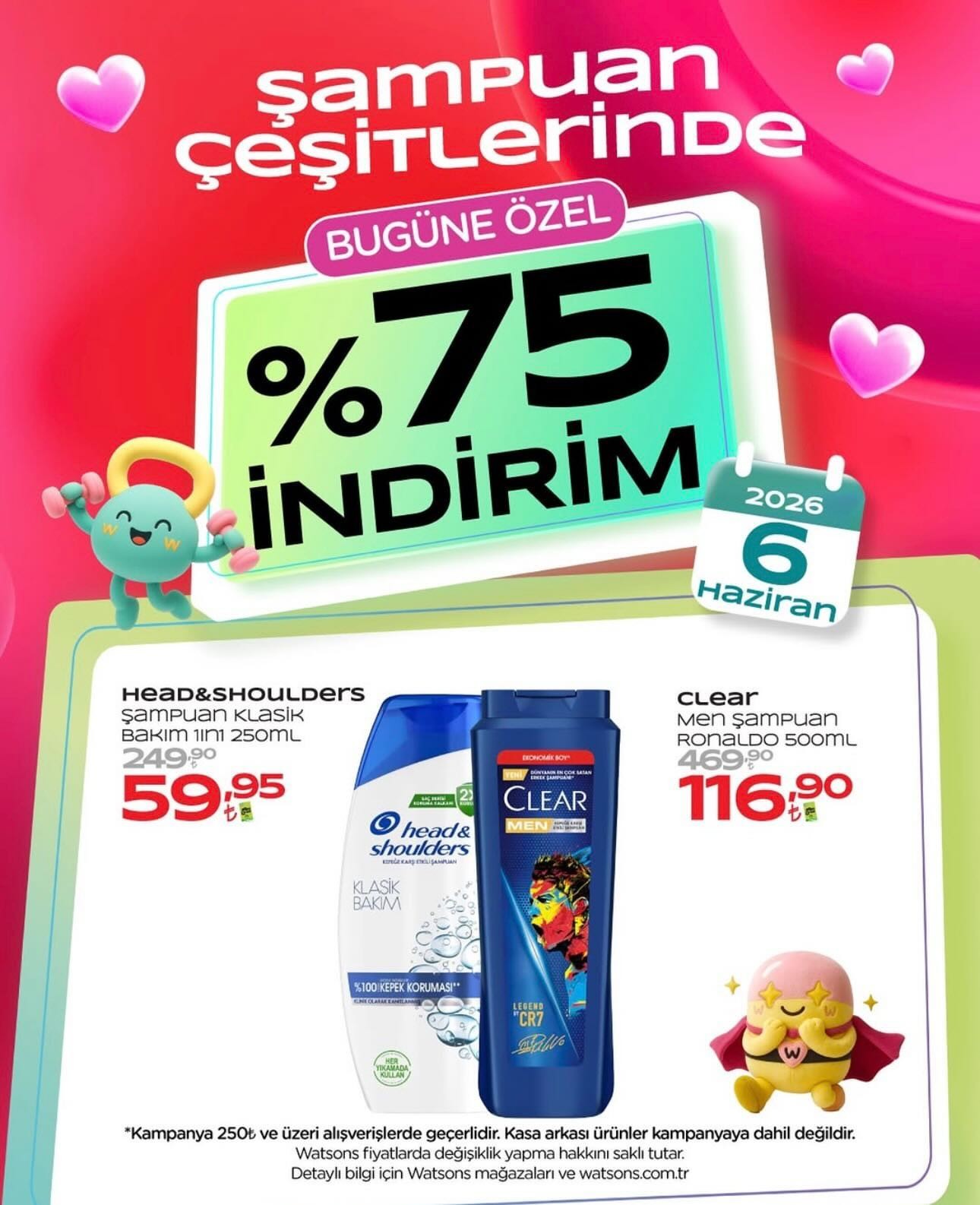 Watsons'ta şampuanlar %75 indirimli Head & Shoulders 59 TL koşun mağazaya teslim ücretsiz - Görsel 1
