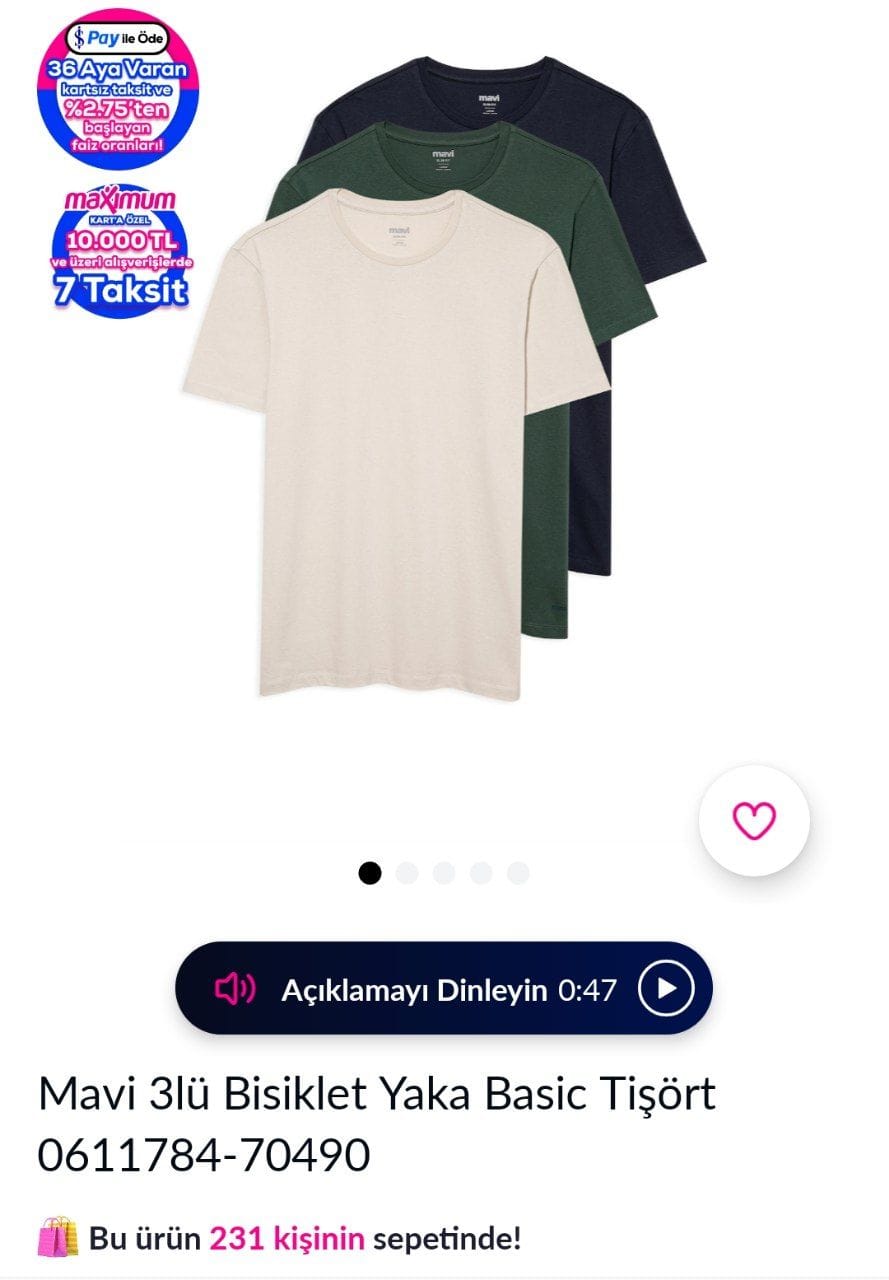 Mavi 3lü Bisiklet Yaka Basic Tişört 

Trend200 koduyla 731 TL
