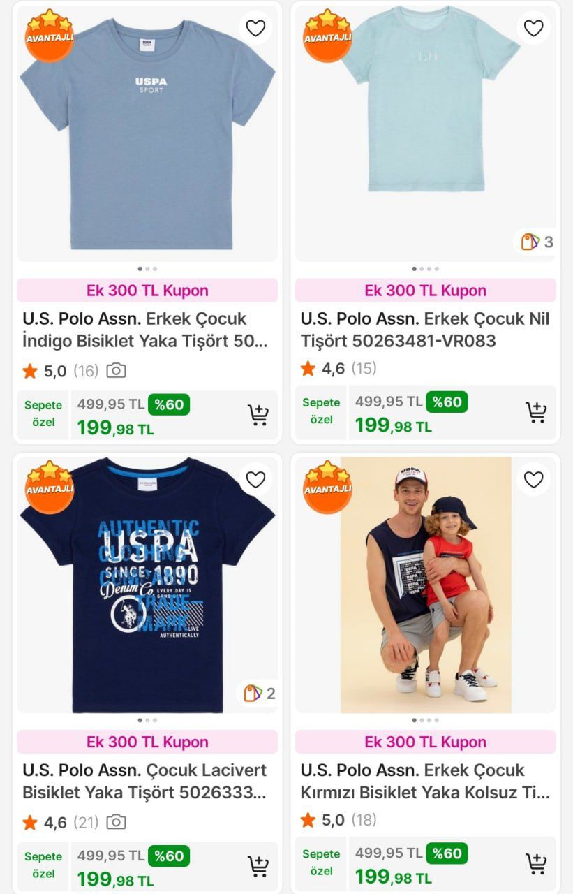 U.S Polo Assn Çocuk Tshirtler 199TL Tek Fiyat - Görsel 1