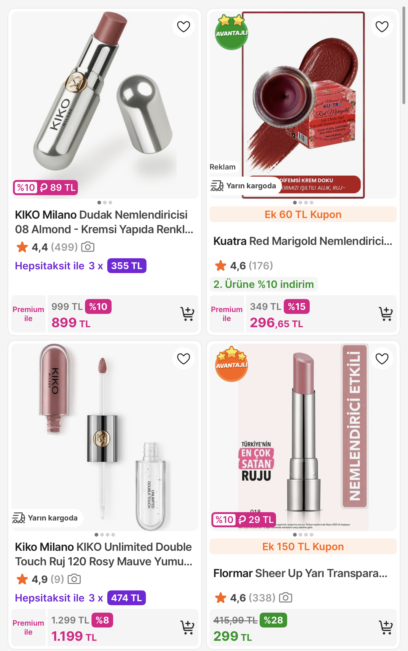 Ruj Ürünlerinde 500/100TL indirim kodu