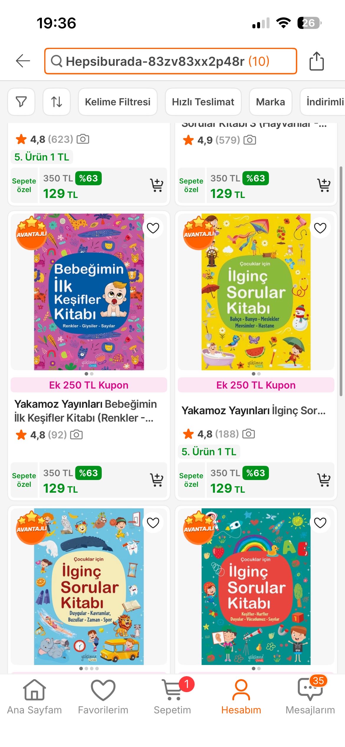 İlginç Sorular Kitabım Tek Fiyat 129 TL