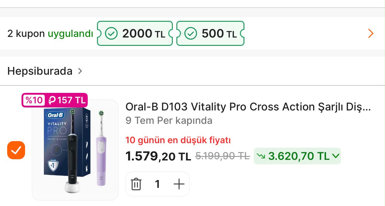 🔥 Oral- b Şarjlı Diş Fırçası 2 adet 1422 TL - Görsel 1