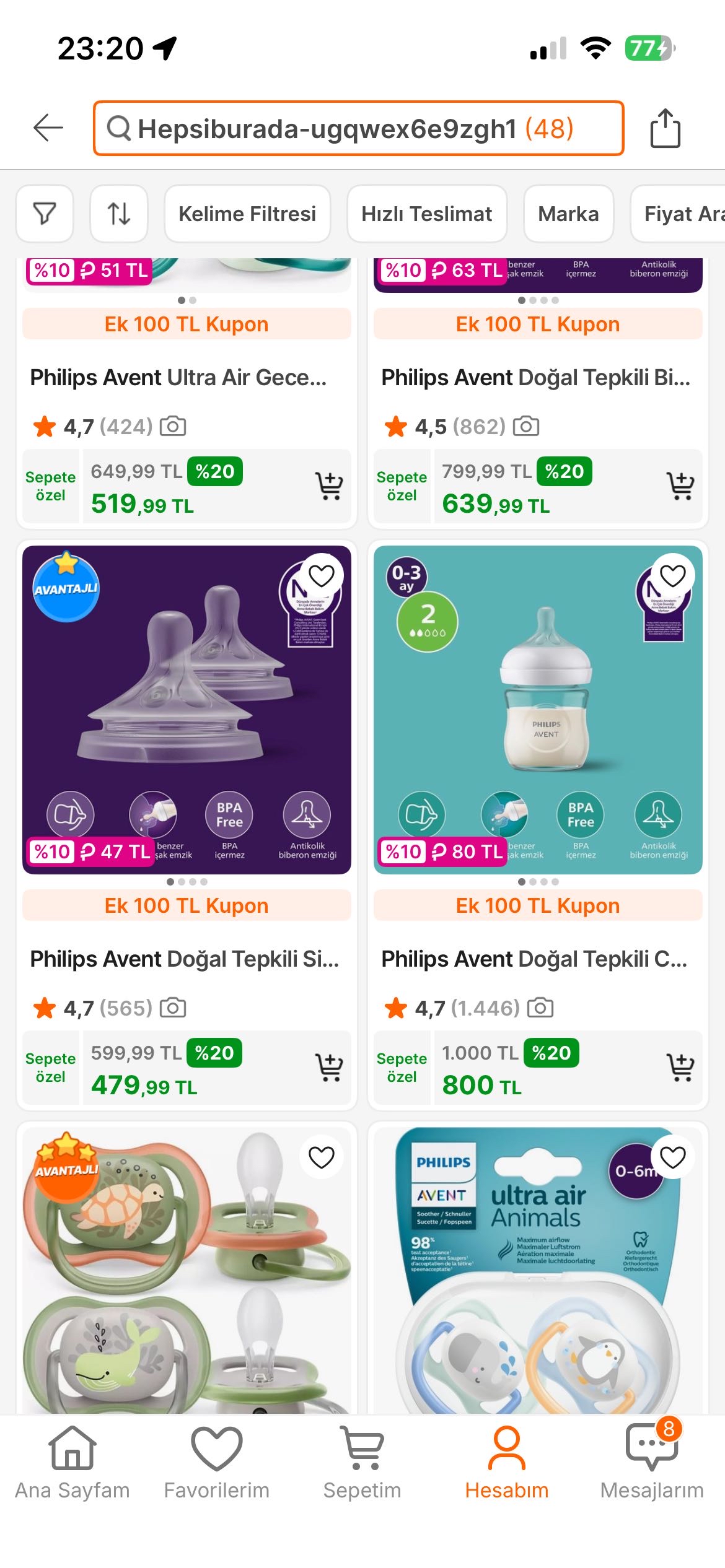 AVENT400 kodu ile Philips Avent Ürünlerinde ek 400TL indirim!