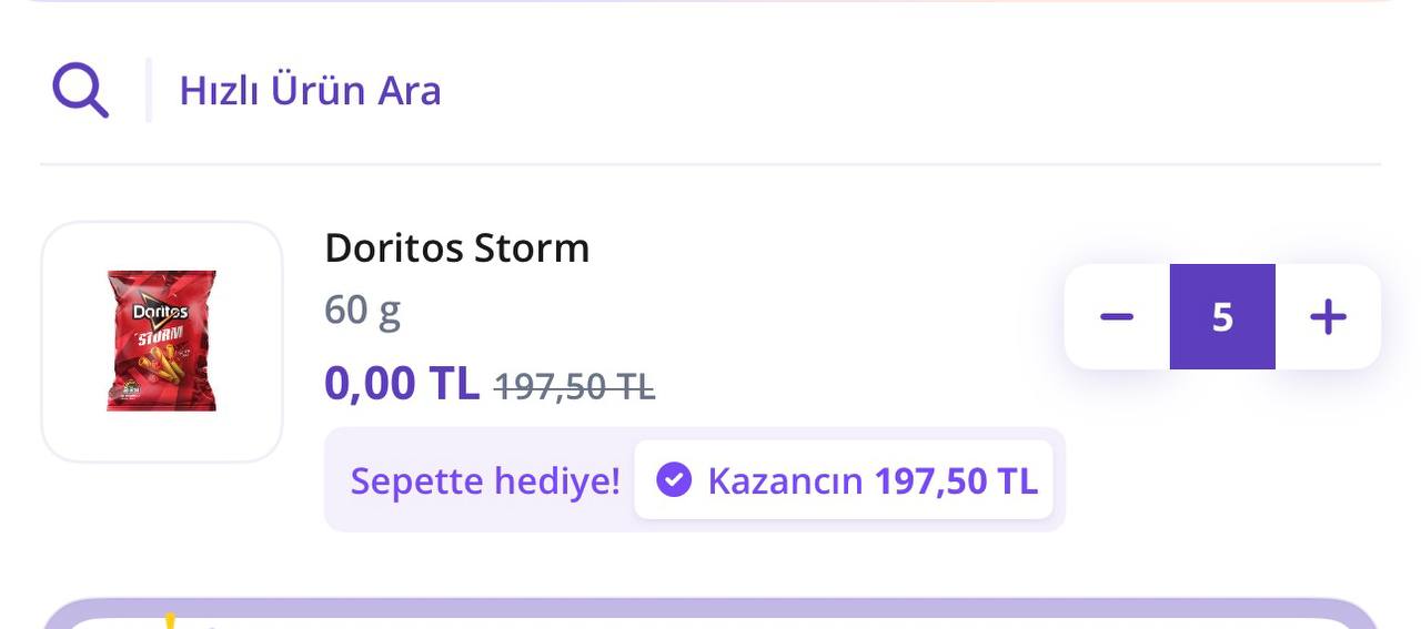 Koşş Getir'de 5 adet Doritos cips bedava - Görsel 3