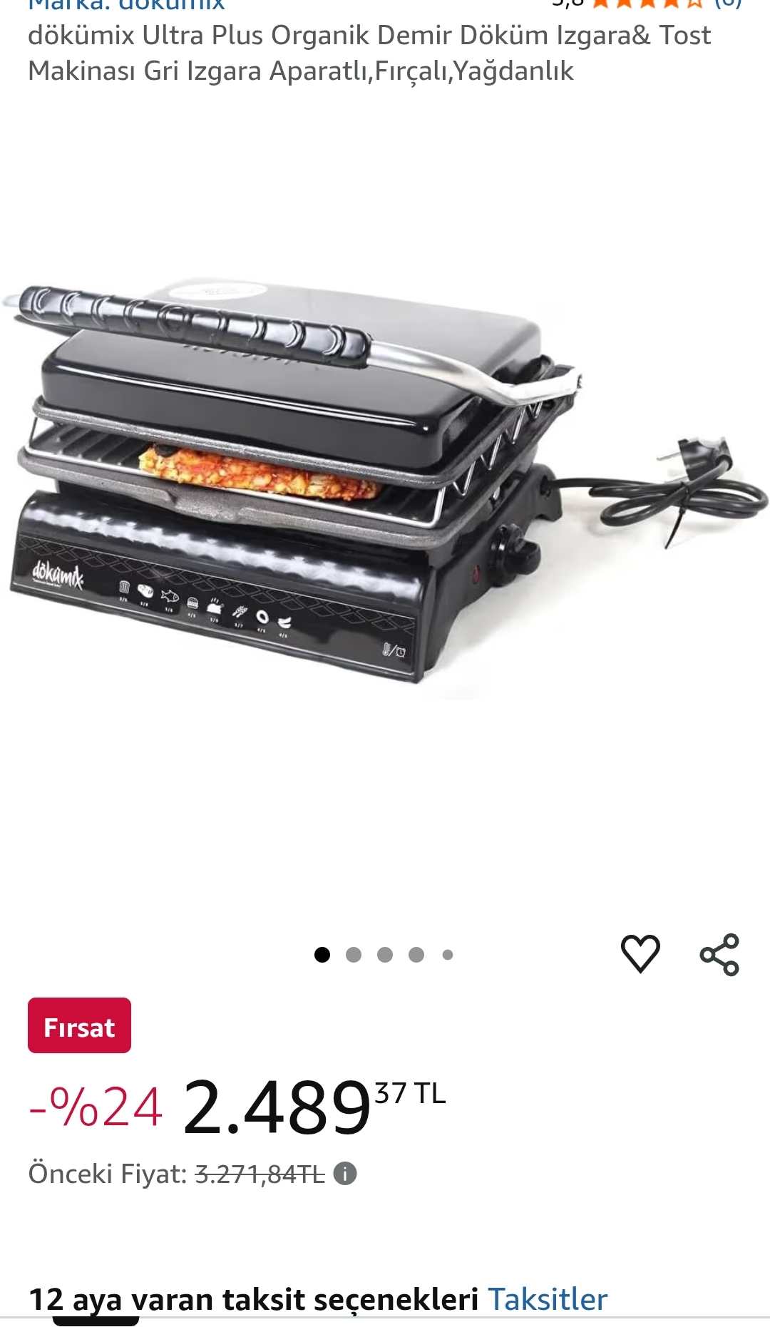 Dökümix Ultra Plus Organik Demir Döküm Izgara& Tost Makinası 2239tl