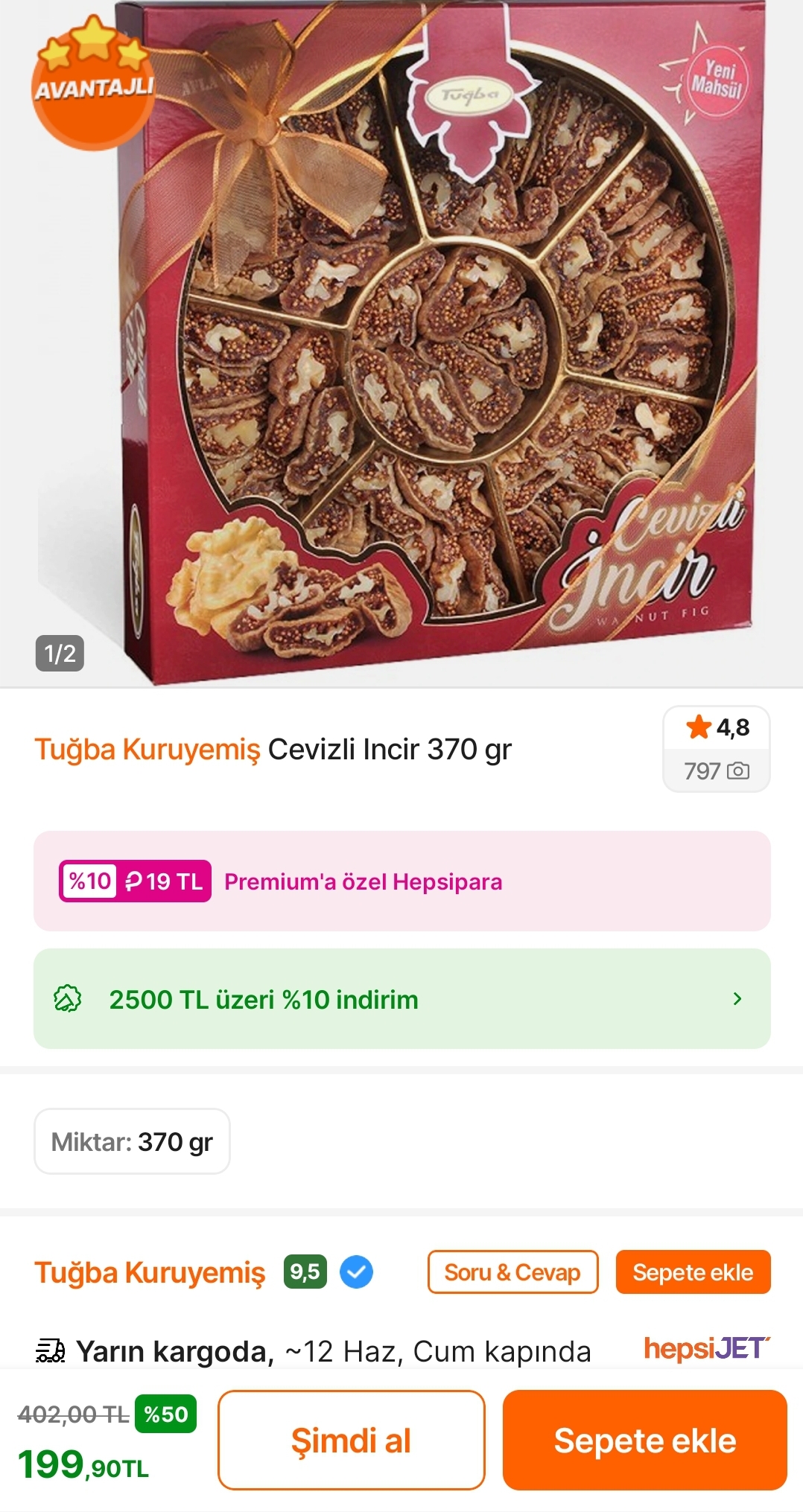 Tuğba Kuruyemiş cevizli incir 180 TL - Görsel 2