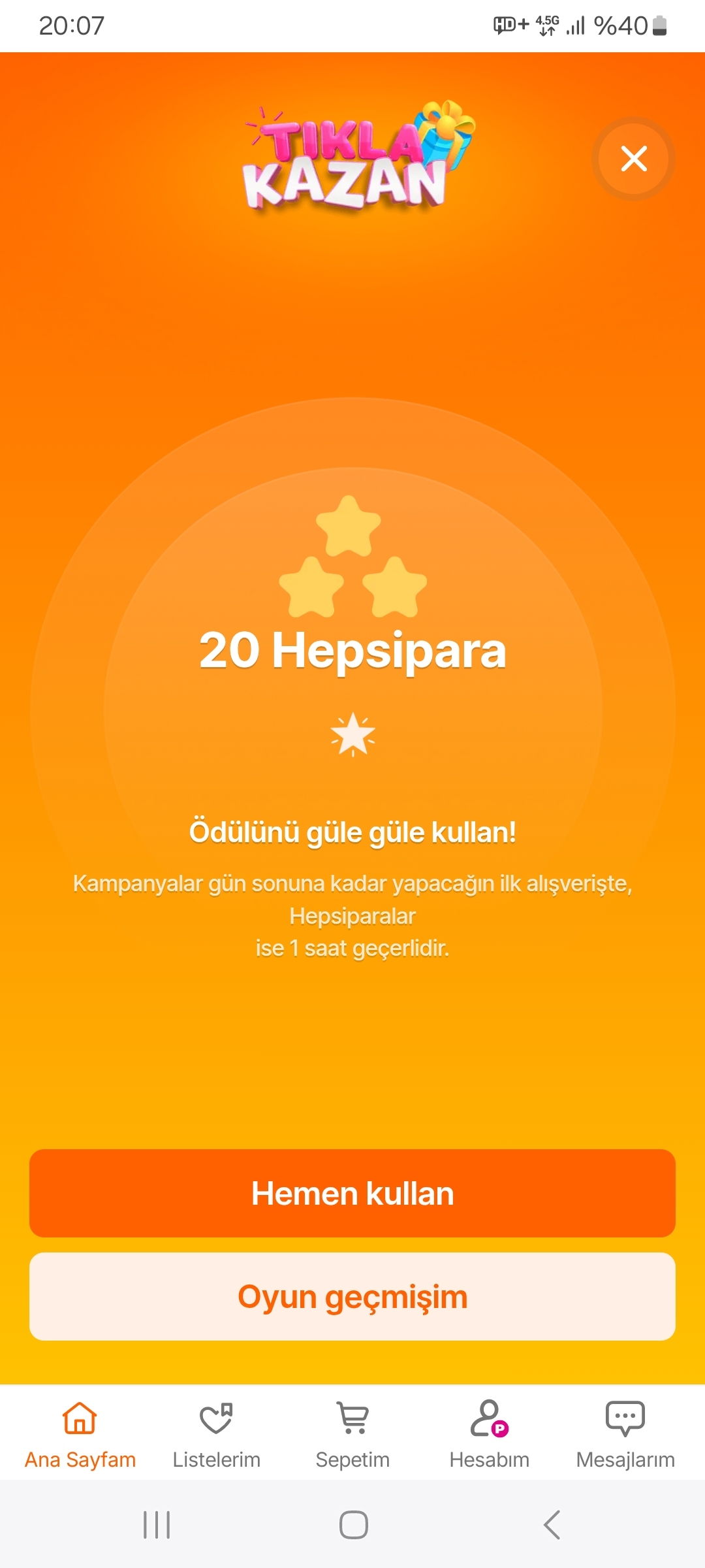 Hepsiburada tıkla kazan aktif - Görsel 1