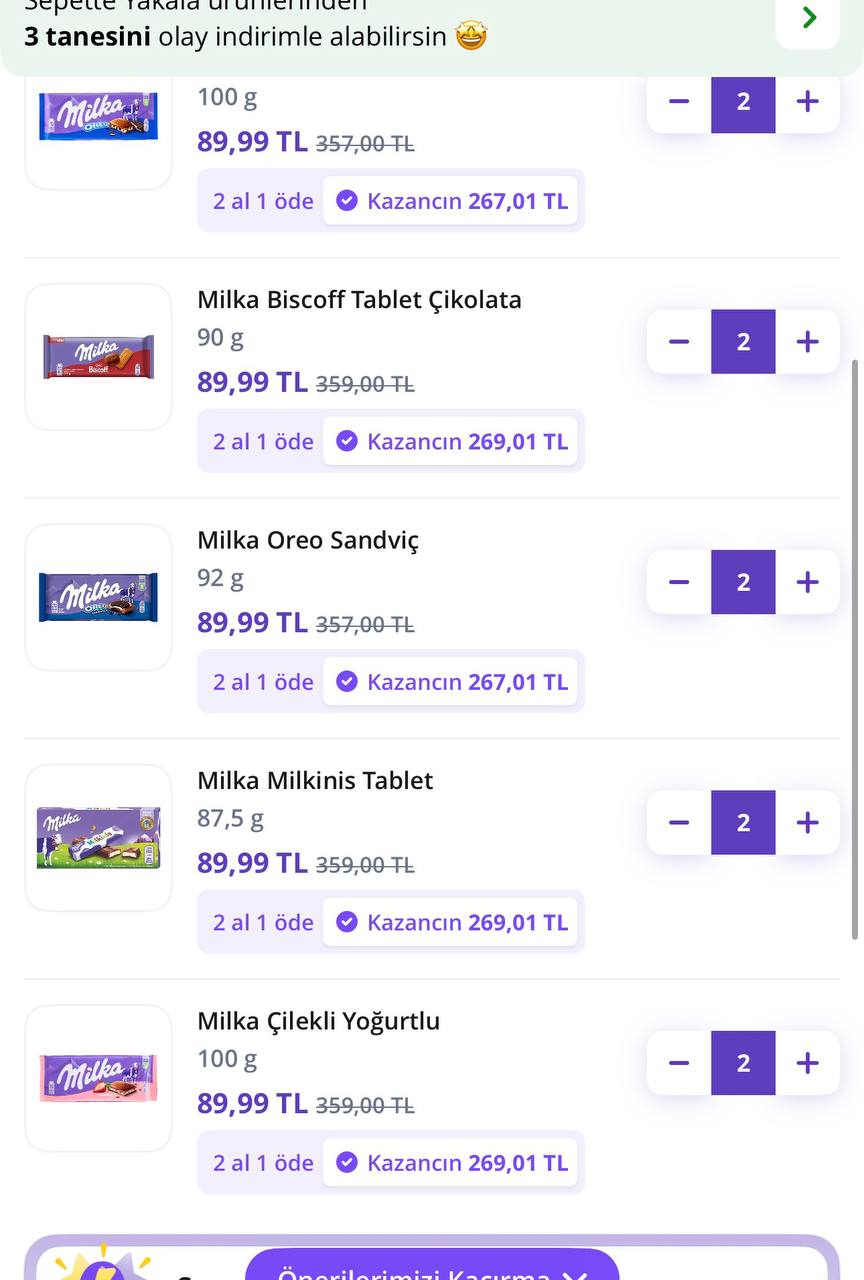 🍫 Milka tablet çikolatalar 45 TL - Görsel 1