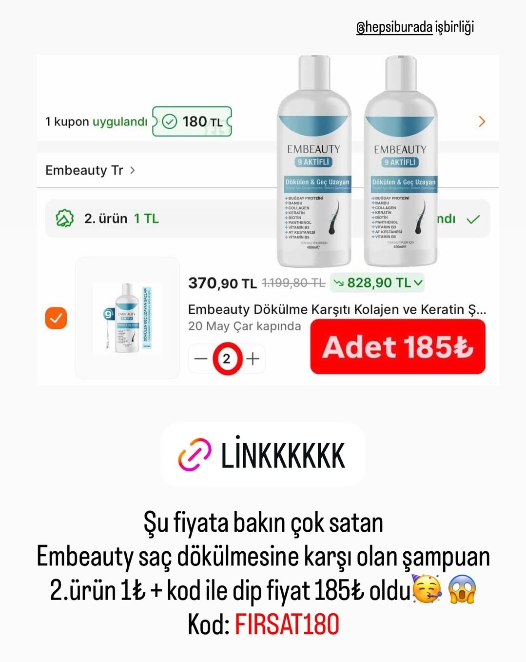 Embeauty dökülme karşıtı şampuan 185 TL - Görsel 1