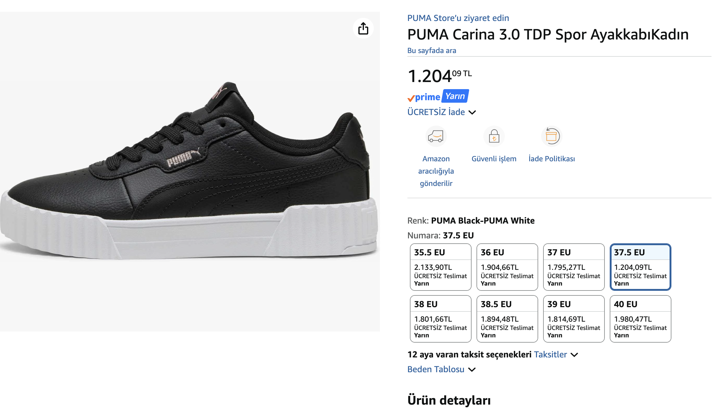 PUMA Carina 3.0 Kadın Spor Ayakkabı  37.5 - 1204.09 TL - Görsel 2