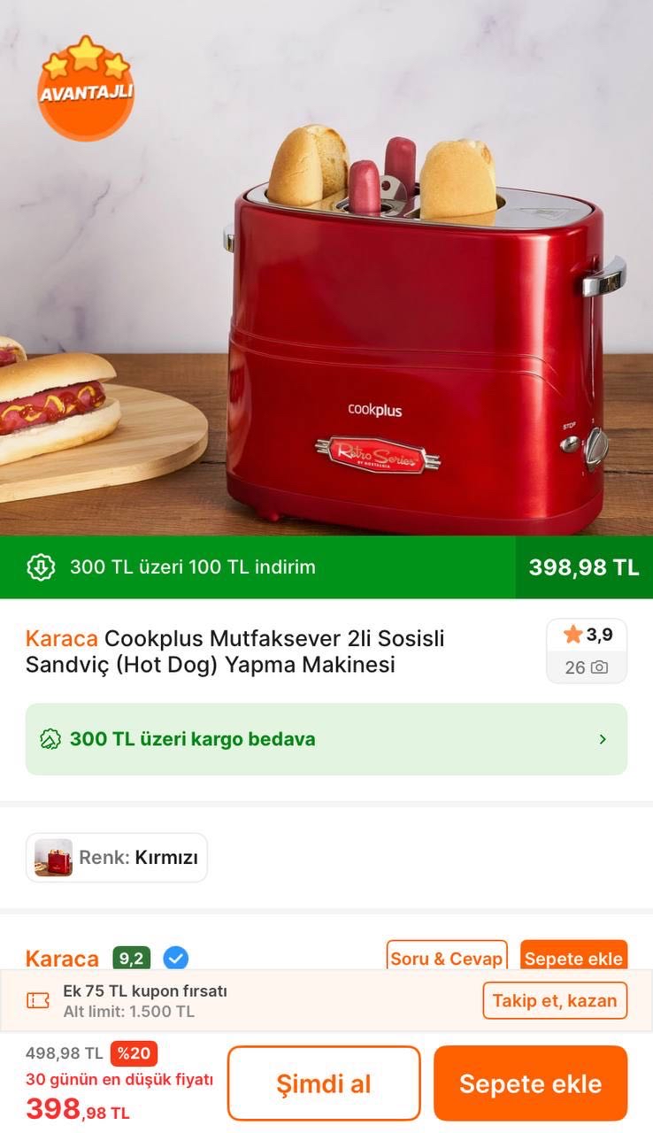 Karaca Cook Plus Mutfak Sever 2’li Sosisli Sandviç Yapma Makinesi 

✅398TL’ye Düştü