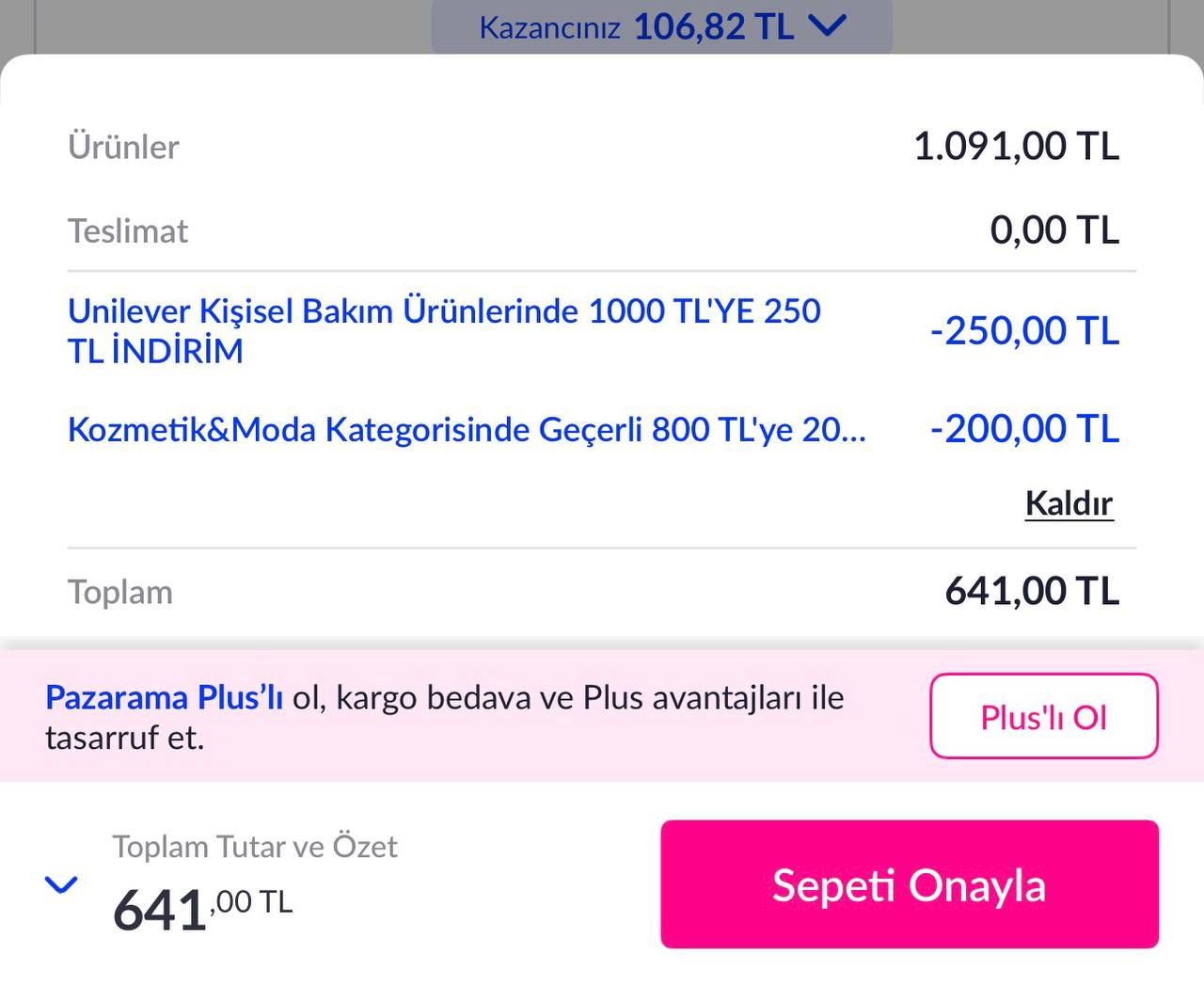 Pazarama Unilever ürünlerinde 1050/450 TL indirim fırsatı - Görsel 1