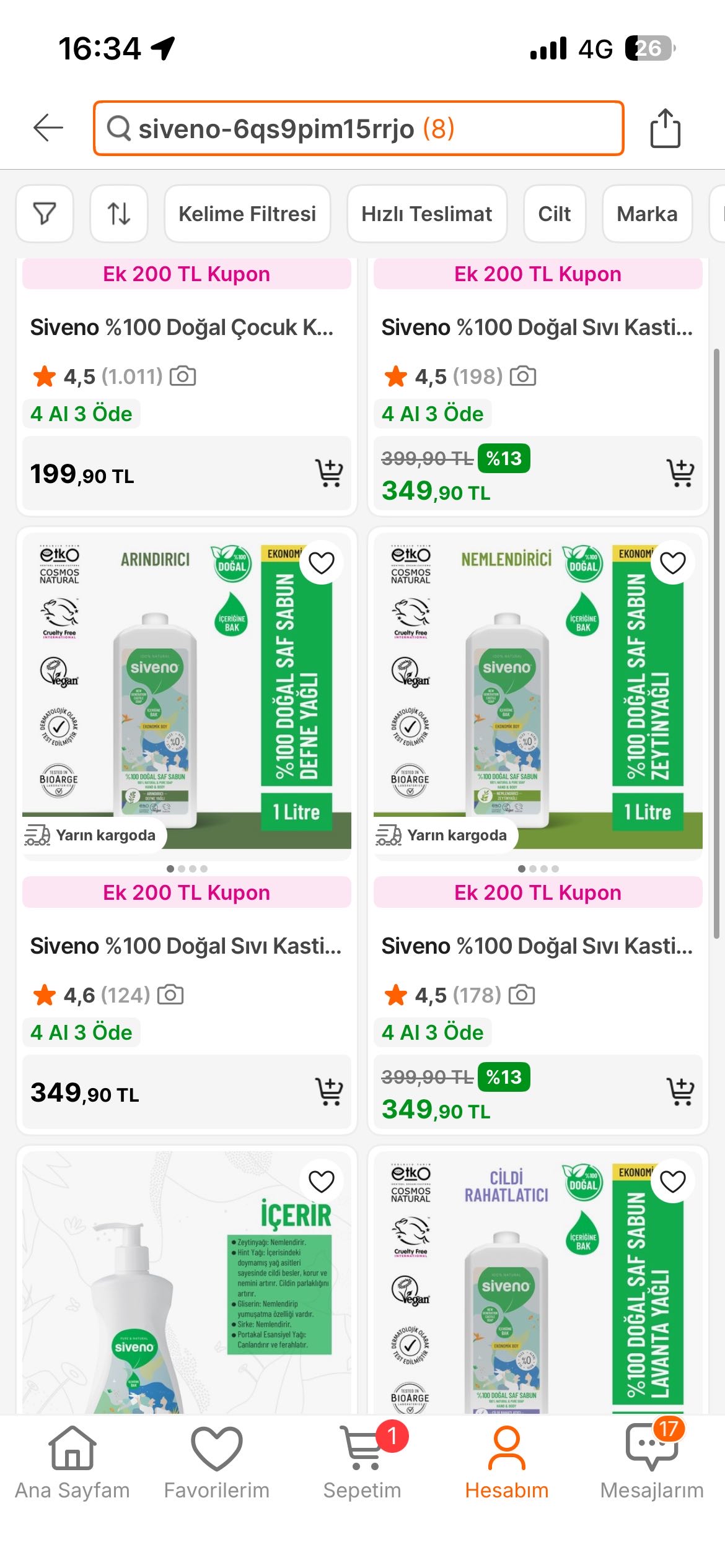 Siveno'da Kastil Sabunlarda 4 al 3 öde