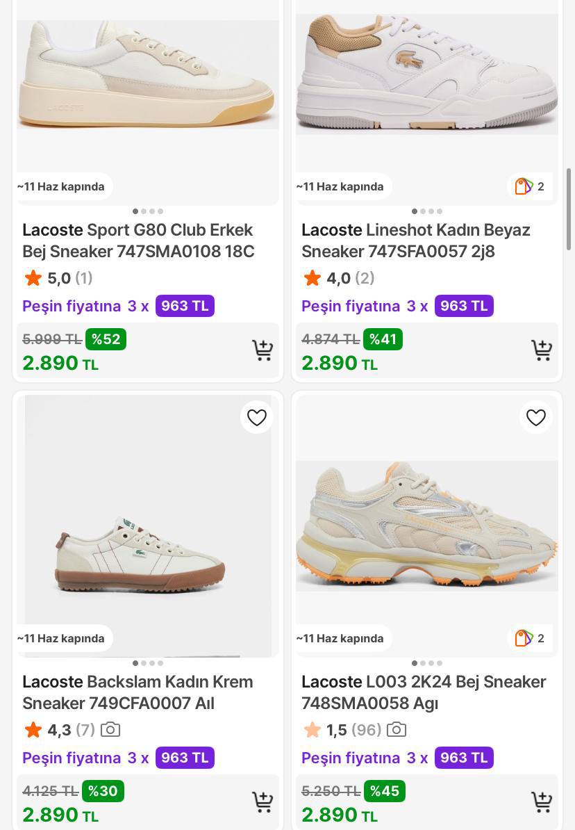 Lacoste Ayakkabılarda Tek Fiyat 2.890TL - Görsel 1